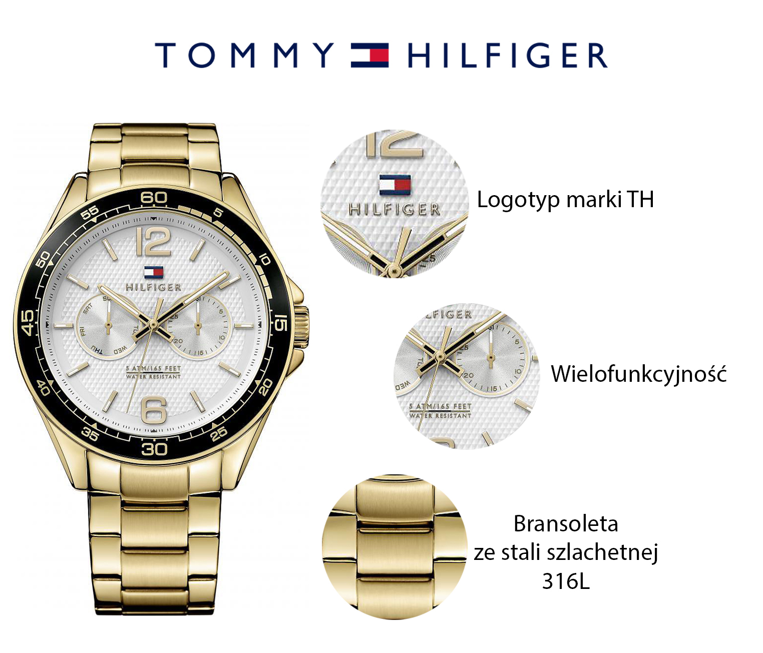 Tommy Hilfiger 1791365 zegarek złoty fashion/modowy Męskie bransoleta - miniatura 3