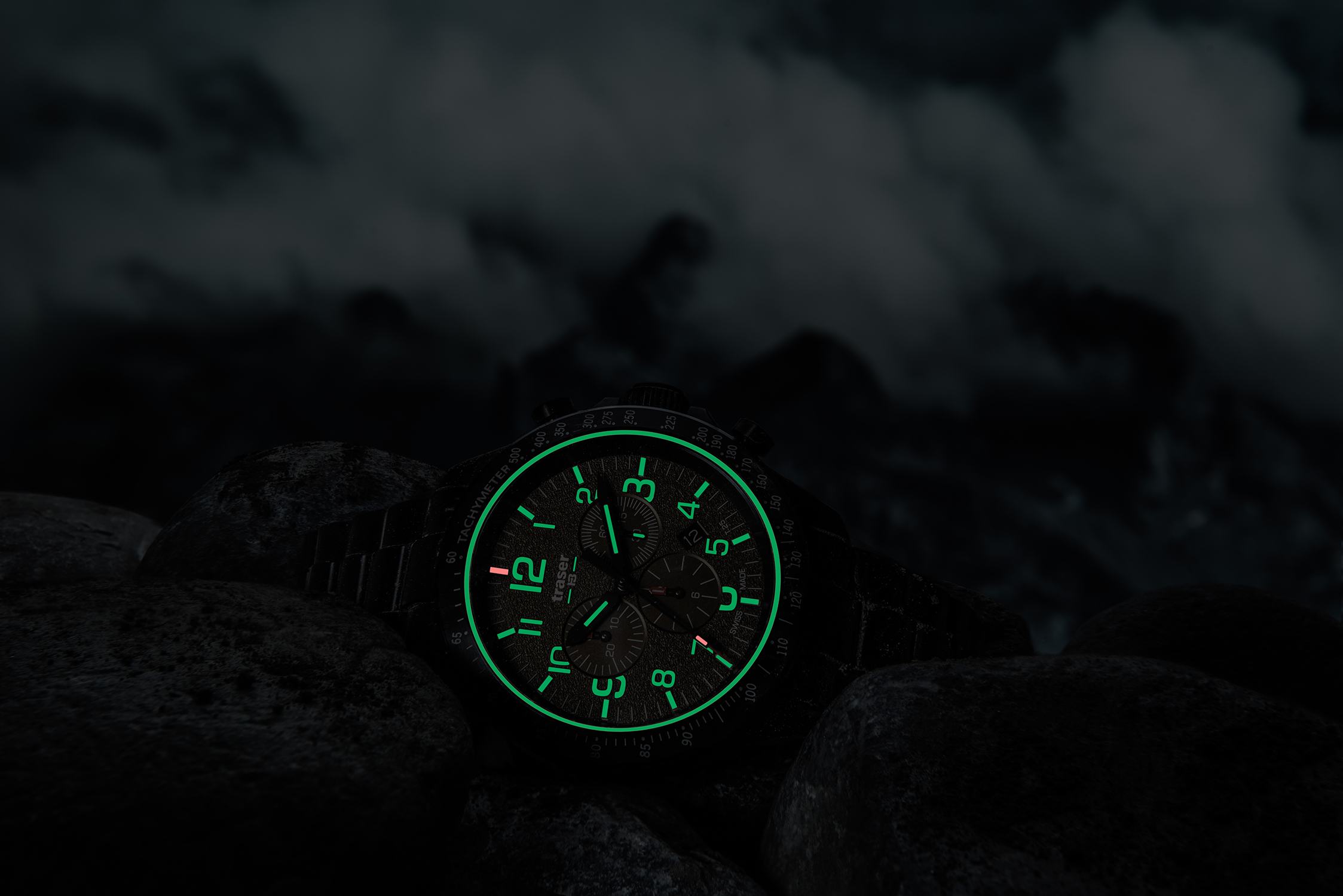 Traser TS-109460 P67 Officer Pro Chronograph Khaki Steel Bracelet P67 Officer Pro Chronograph wojskowy zegarek czarny - miniatura 6