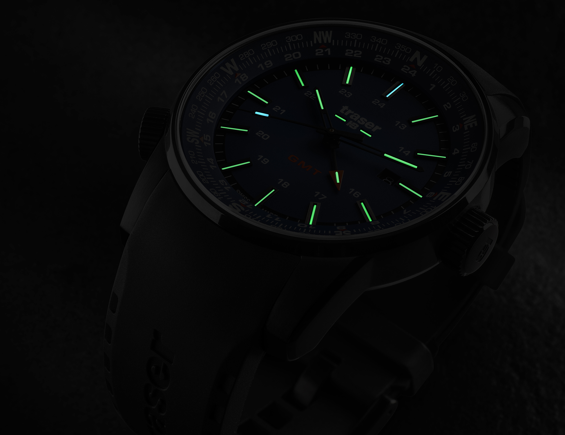Traser TS-109743 P68 Pathfinder GMT Blue Rubber Strap P68 Pathfinder sportowy zegarek czarny - miniatura 9