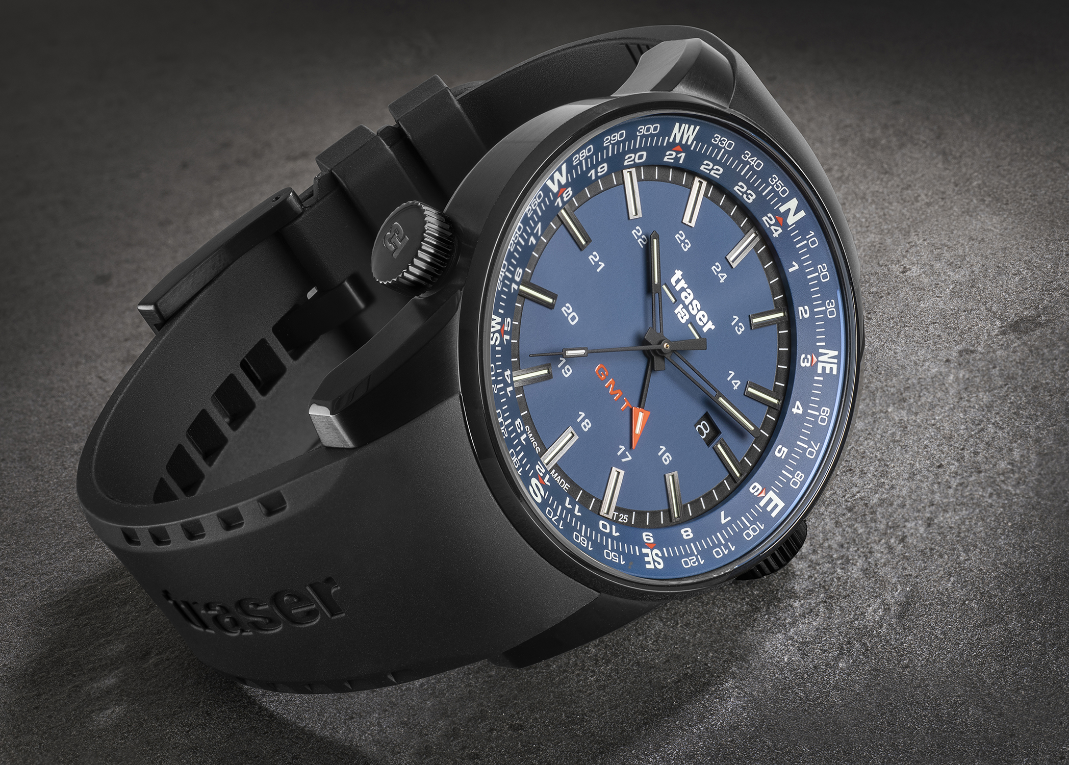 Traser TS-109743 P68 Pathfinder GMT Blue Rubber Strap zegarek sportowy P68 Pathfinder - miniatura 4