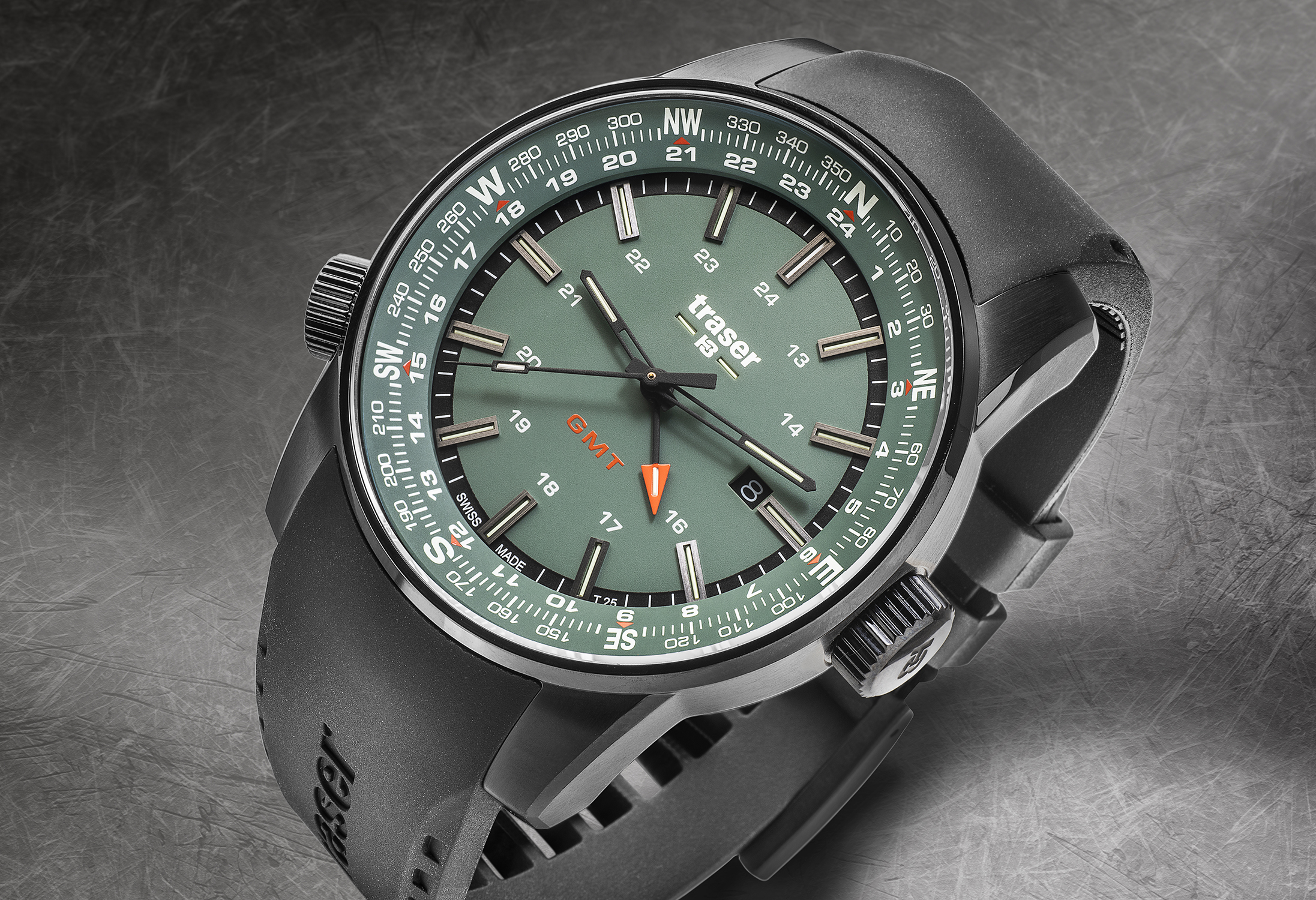 Traser TS-109744 P68 Pathfinder GMT Green Rubber Strap zegarek sportowy P68 Pathfinder - miniatura 4