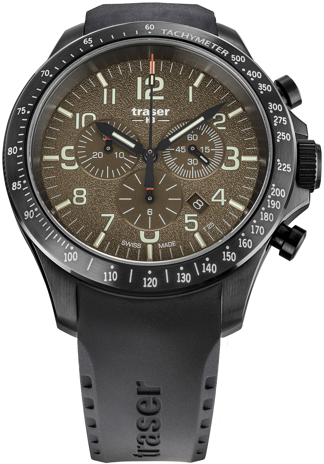 P67 Officer Pro Chronograph Khaki Rubber Strap Traser TS-109459 v1 
