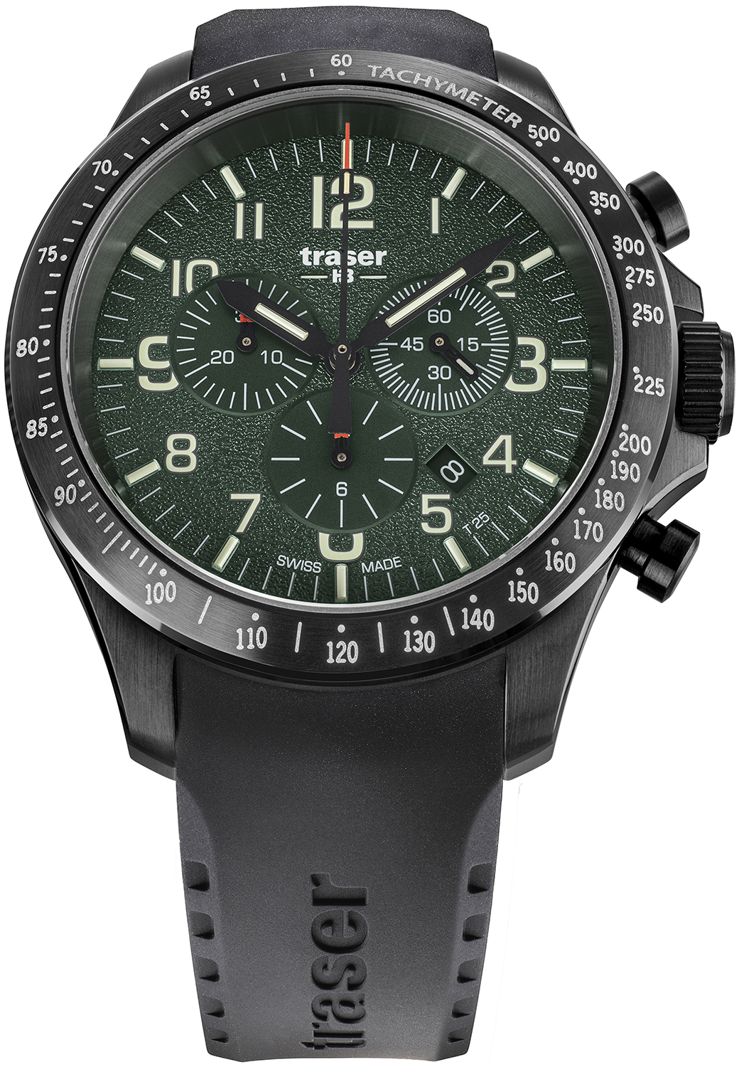 P67 Officer Pro Chronograph Green Rubber Strap Traser TS-109463 v1 
