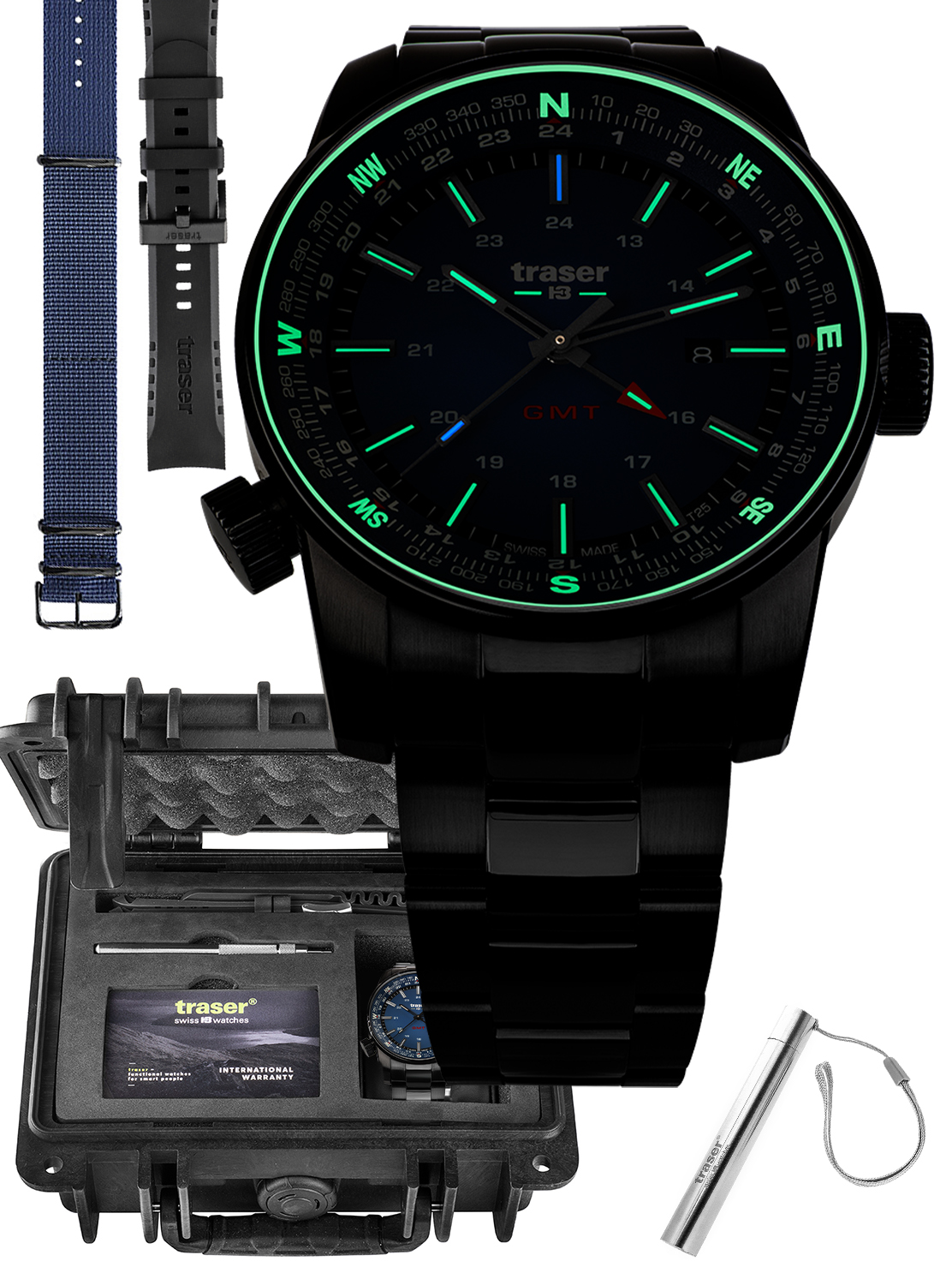 P68 Pathfinder GMT Blue Stainless Steel Mega Set Traser TS-109524 MEGA SET - hover