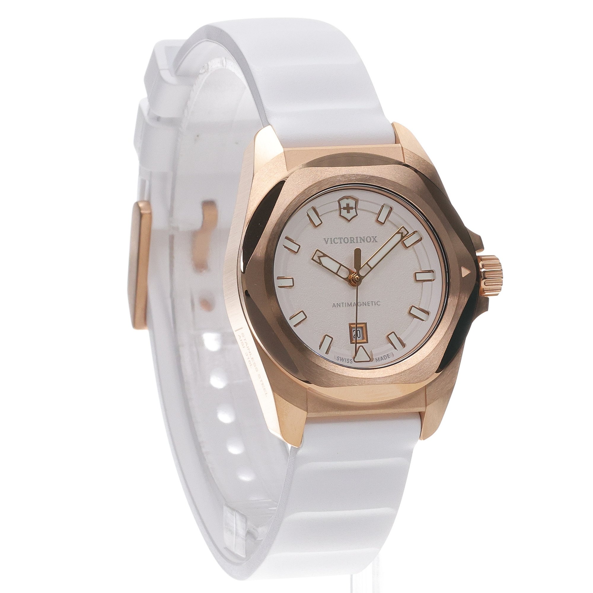 Victorinox 242037 INOX Small Quartz White INOX sportowy zegarek złoty - miniatura 3