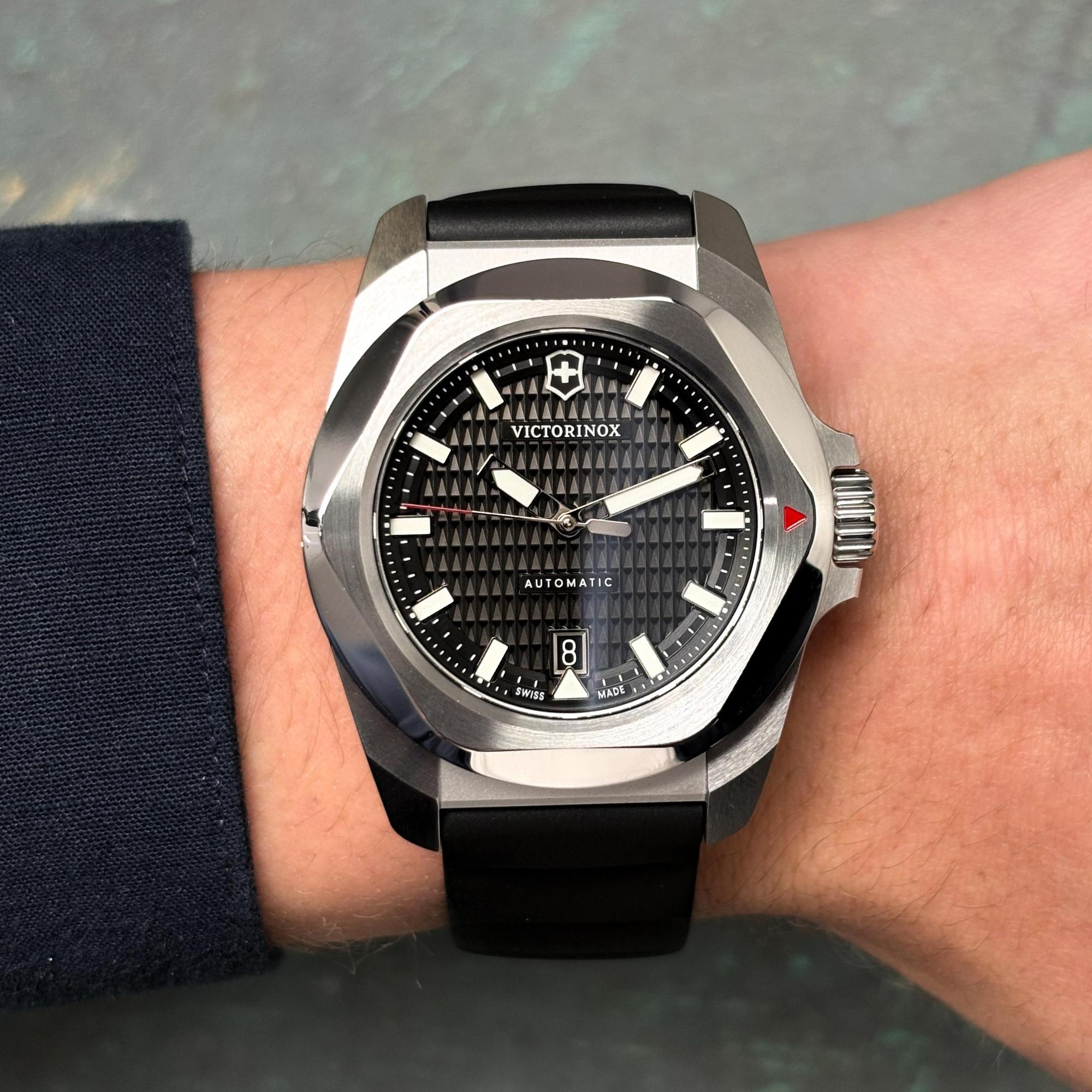 Victorinox 242039 INOX Automatic Steel Black INOX sportowy zegarek srebrny - miniatura 13