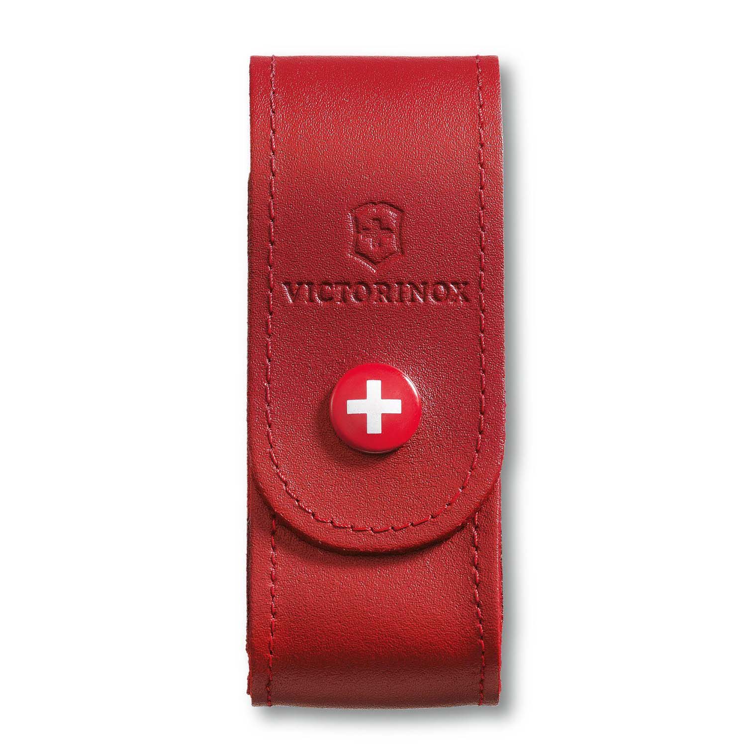 Victorinox - Czerwone skórzane etui z zapięciem na przycisk Victorinox 4.0520.1 
