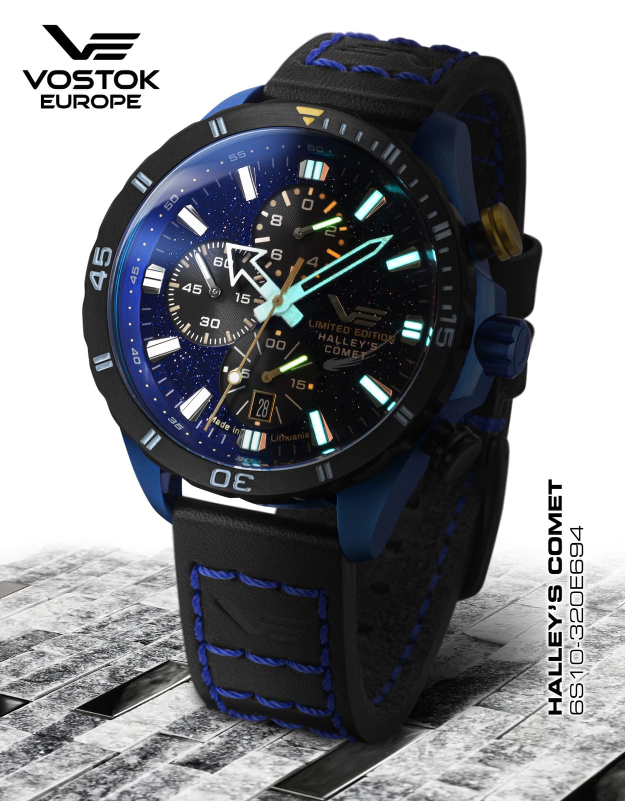 Vostok Europe 6S10-320E694 Almaz Chrono Halleys Comet Special Edition zegarek klasyczny Almaz - miniatura 4