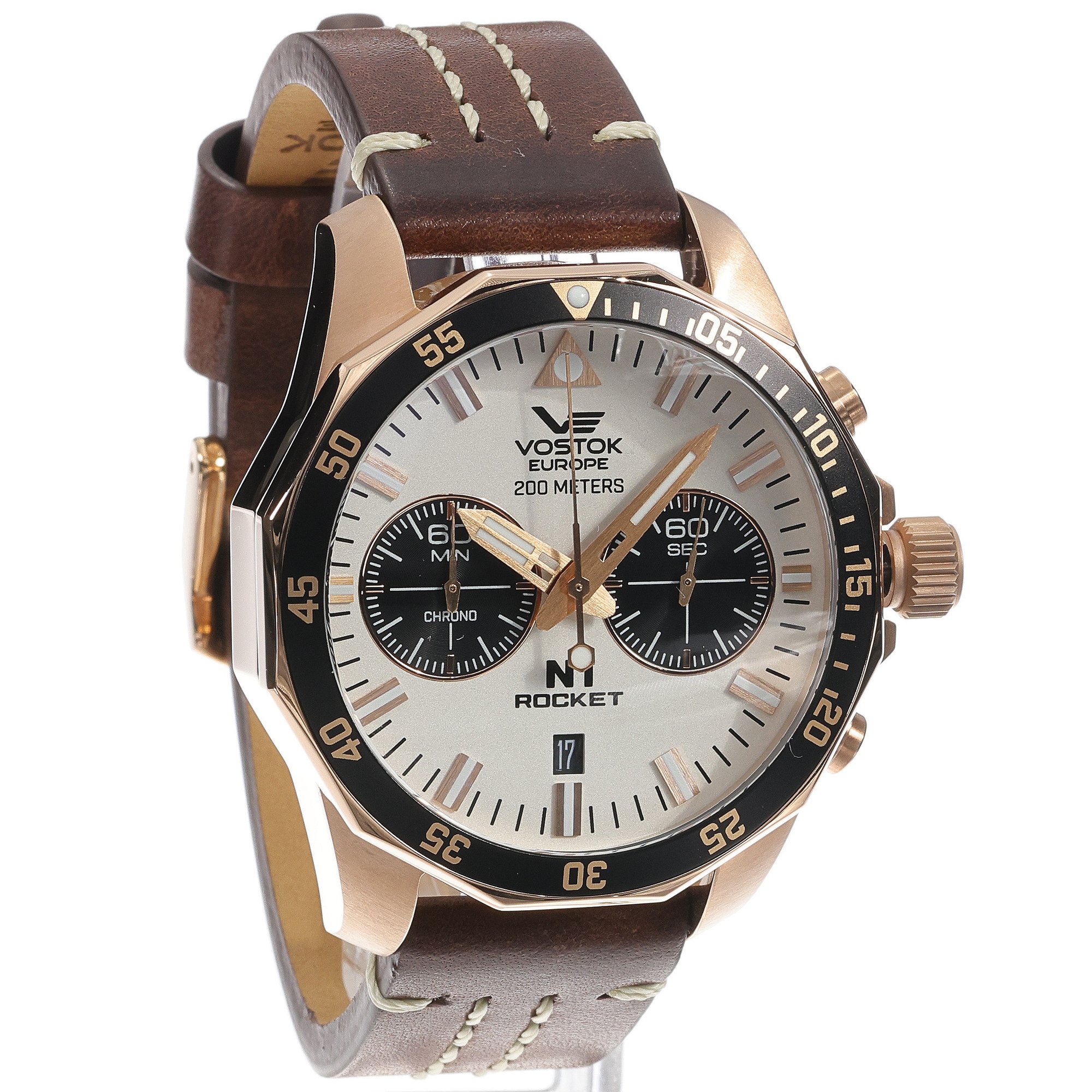 Vostok Europe 6S21-225B619 zegarek różowe złoto klasyczny N1 Rocket pasek - miniatura 3