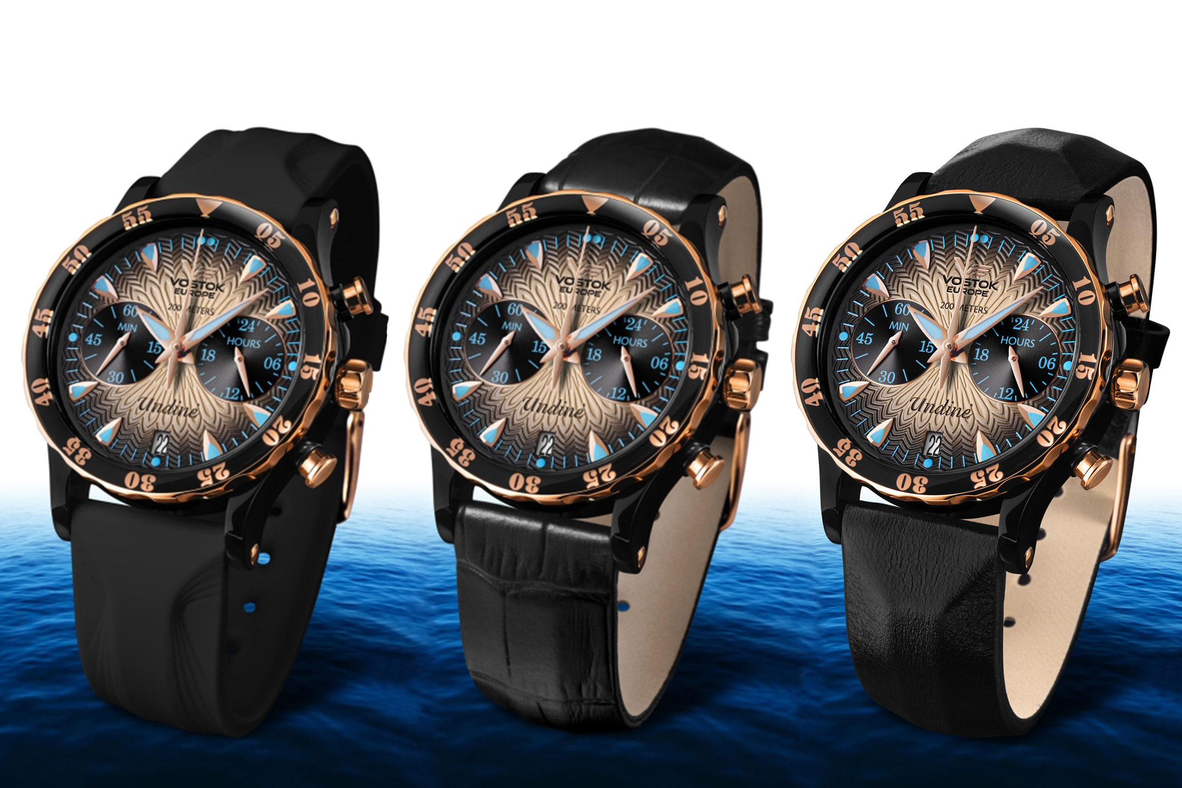 Vostok Europe VK64-515E627 zegarek czarny sportowy Undine pasek - miniatura 2