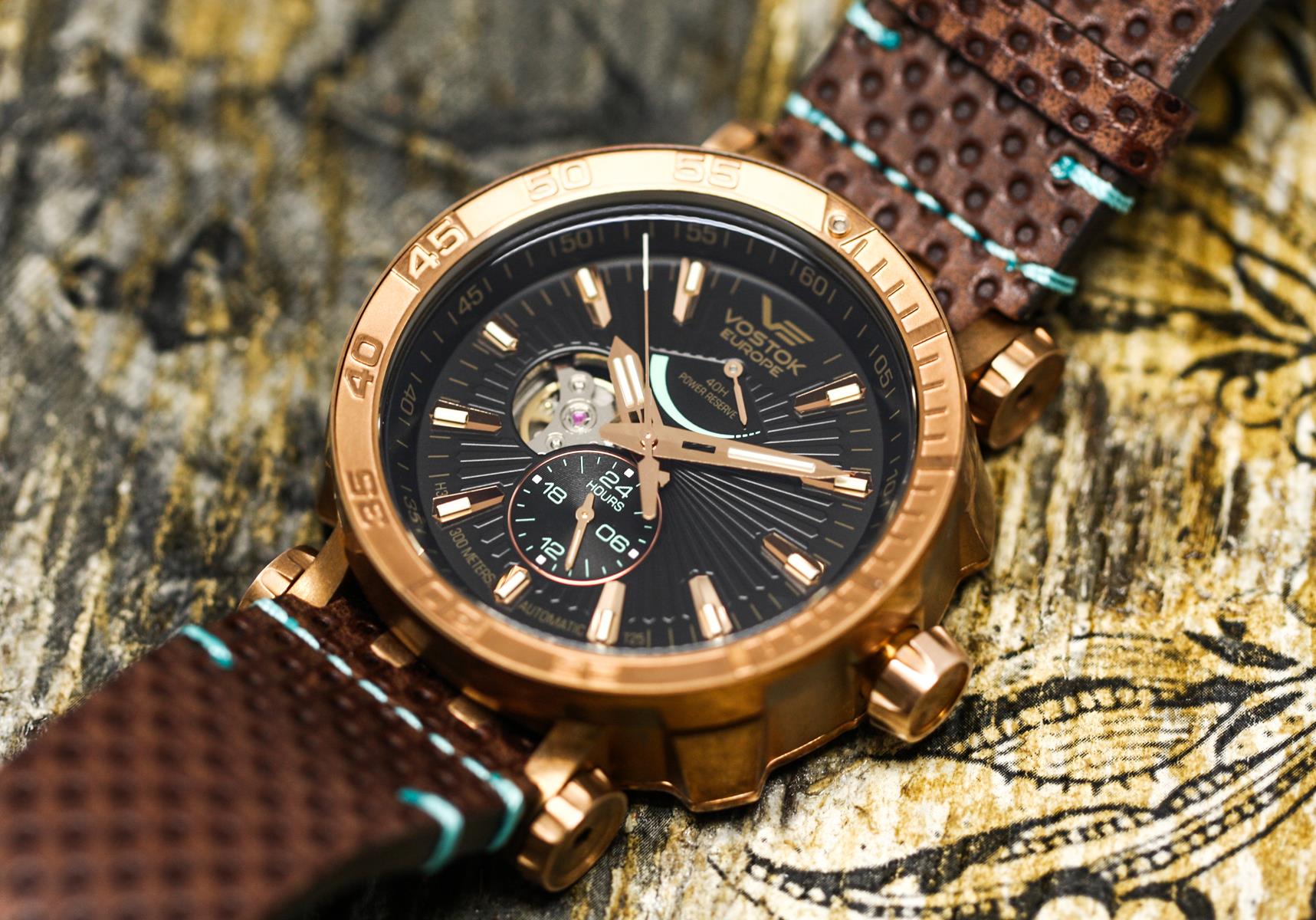 Vostok Europe YN84-575O540S zegarek brązowy klasyczny Energia Rocket pasek - miniatura 5
