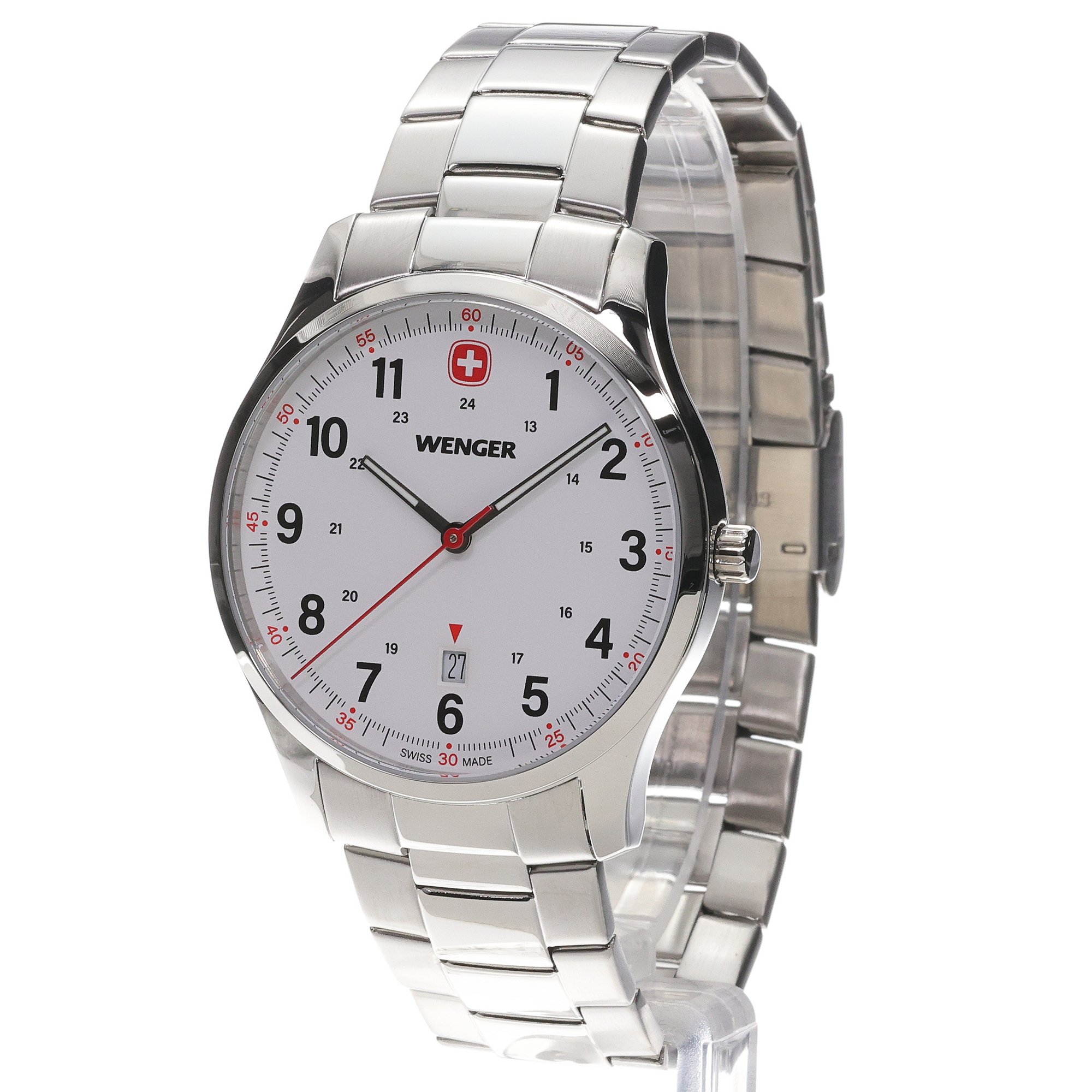 Wenger 011441133 zegarek srebrny klasyczny City Sport bransoleta - miniatura 2