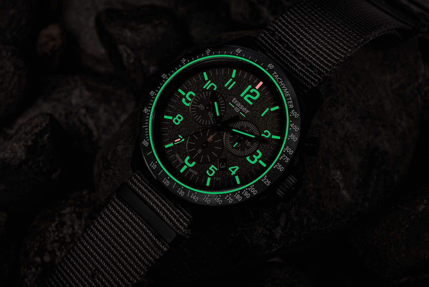 Traser TS-109459 P67 Officer Pro Chronograph Khaki NATO P67 Officer Pro wojskowy zegarek czarny - miniatura 7