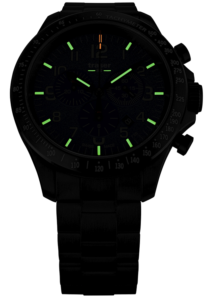 zegarek Traser TS-109464 P67 Officer Pro Chronograph Green Steel Bracelet męski z tachometr P67 Officer Pro - miniatura 2