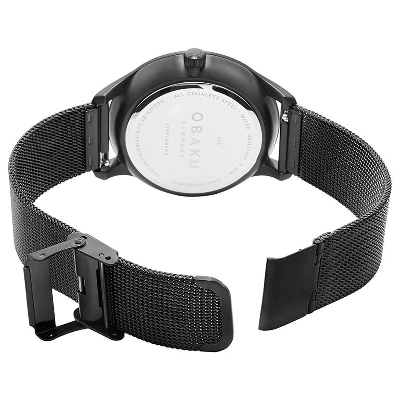 Obaku Denmark V249GMBBMB zegarek czarny klasyczny Slim bransoleta - miniatura 8