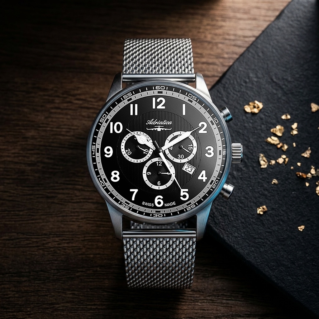 zegarek Adriatica A10765124CHXLG męski z chronograf Bransoleta - miniatura 3
