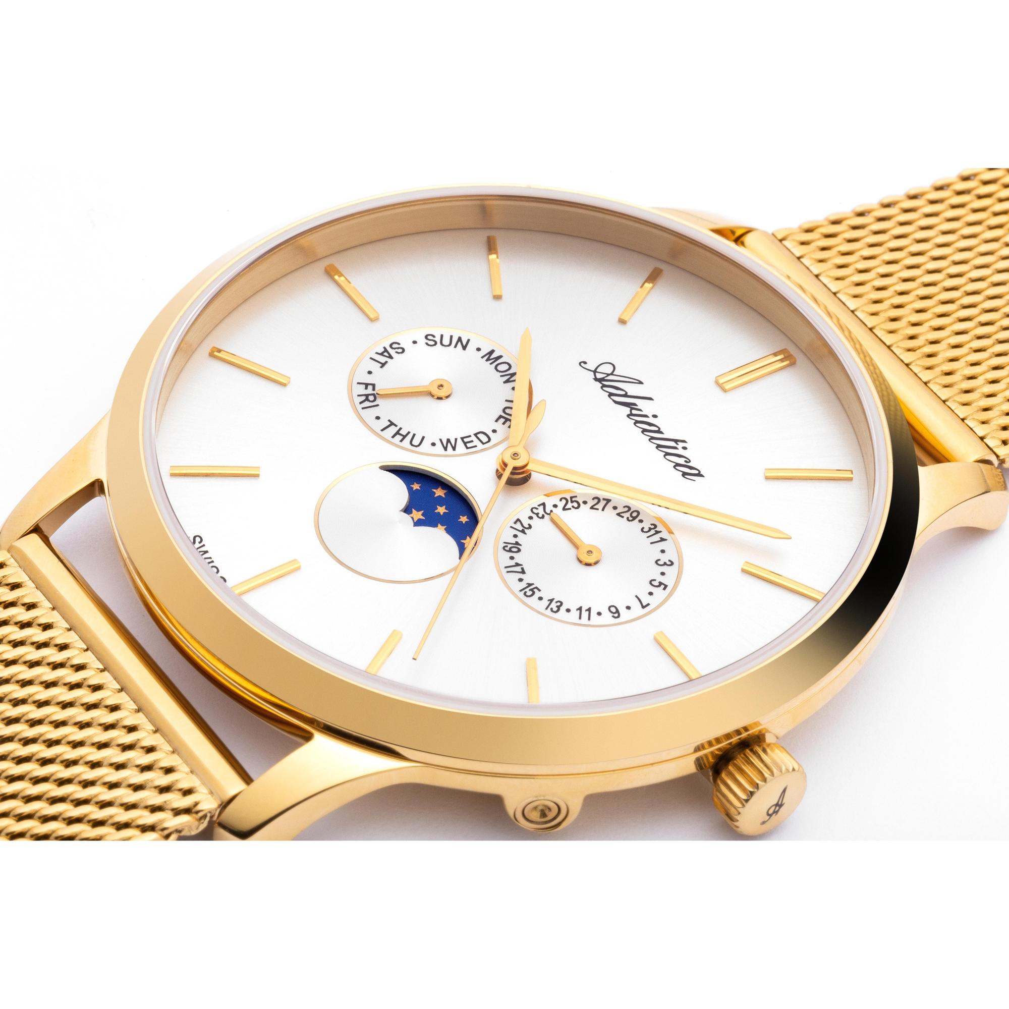 zegarek Adriatica A12741113QF kwarcowy męski Bransoleta Moonphase - miniatura 6
