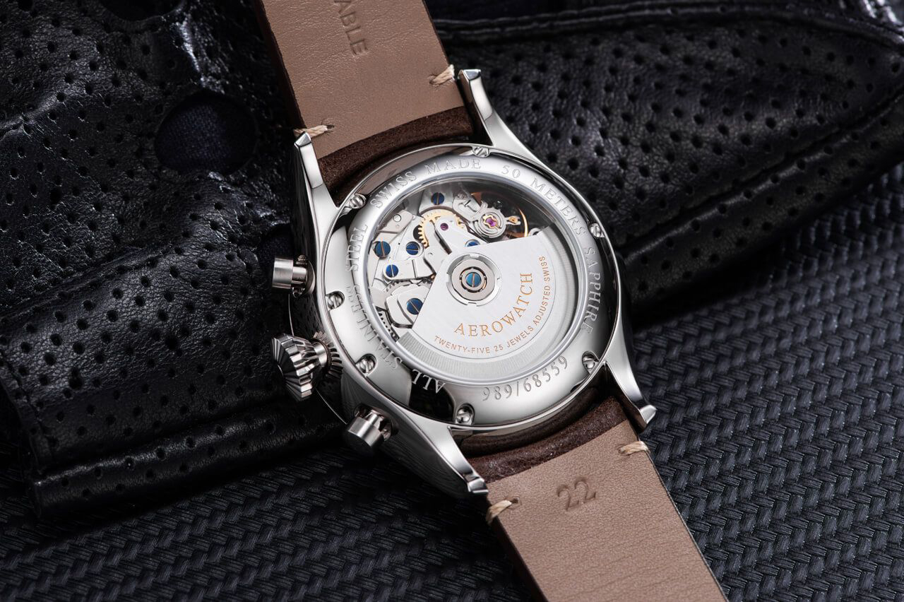 zegarek Aerowatch 61989-AA05 LES GRANDES CLASSIQUES PILOTE męski z chronograf Les Grandes Classiques - miniatura 4