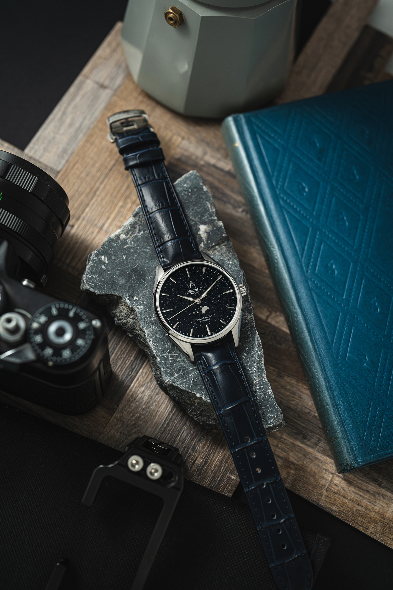 zegarek Atlantic 527834191 automatyczny męski Worldmaster Worldmaster Nightsky Moonphase - Blue Aventurine - miniatura 5