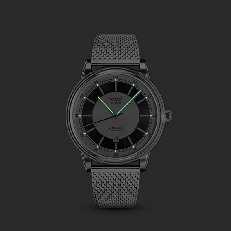 Aviator V.3.32.0.247.5 zegarek srebrny klasyczny Douglas bransoleta - miniatura 5