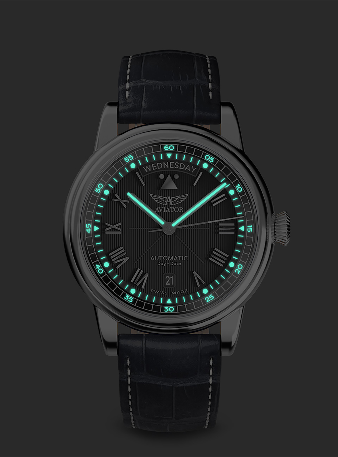 zegarek Aviator V.3.35.0.274.4 automatyczny męski Douglas Douglas DAY-DATE 41 Automatic LIMITED EDITION - miniatura 7