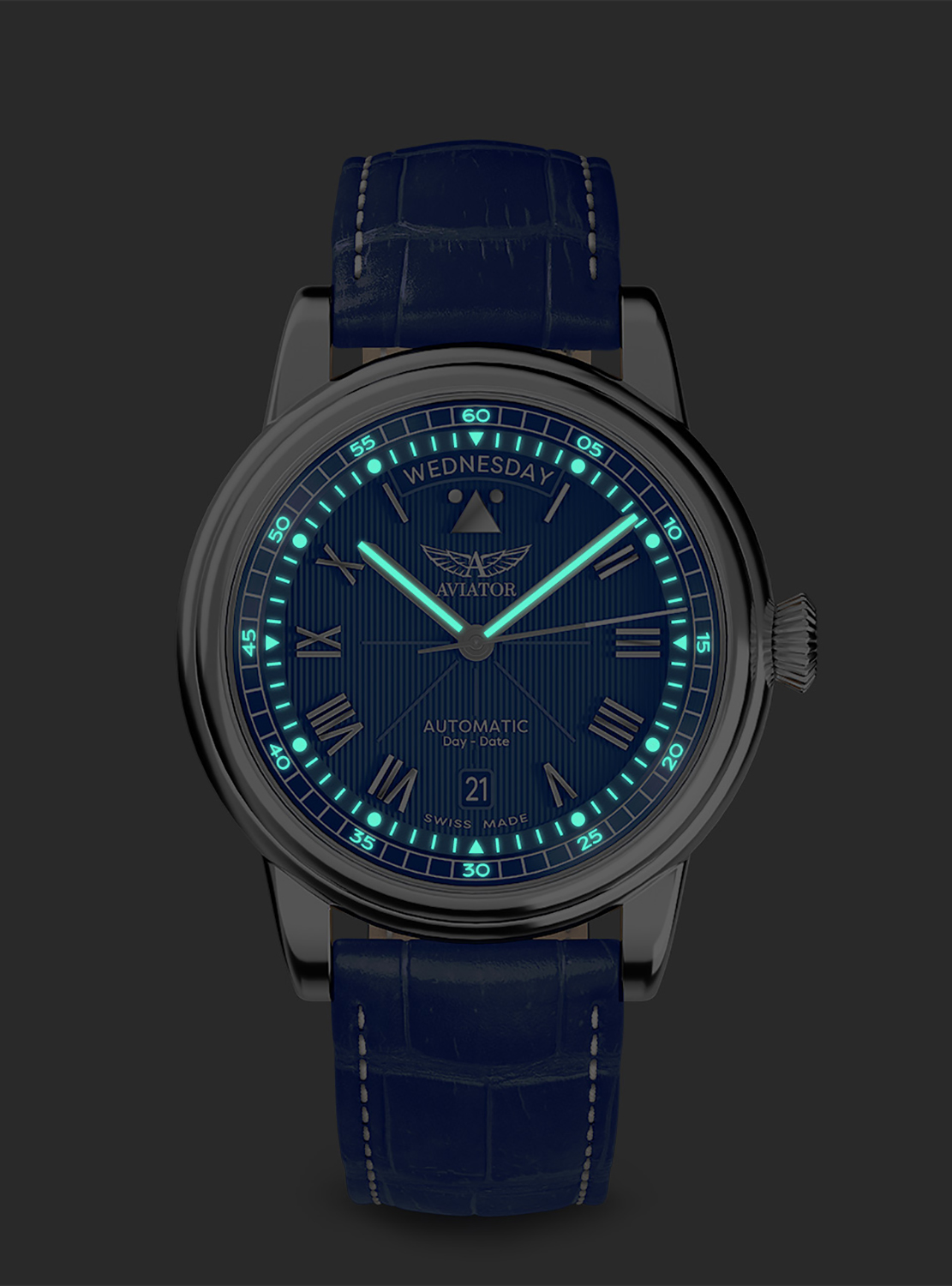 zegarek Aviator V.3.35.0.276.4 automatyczny męski Douglas Douglas DAY-DATE 41 Automatic LIMITED EDITION - miniatura 6