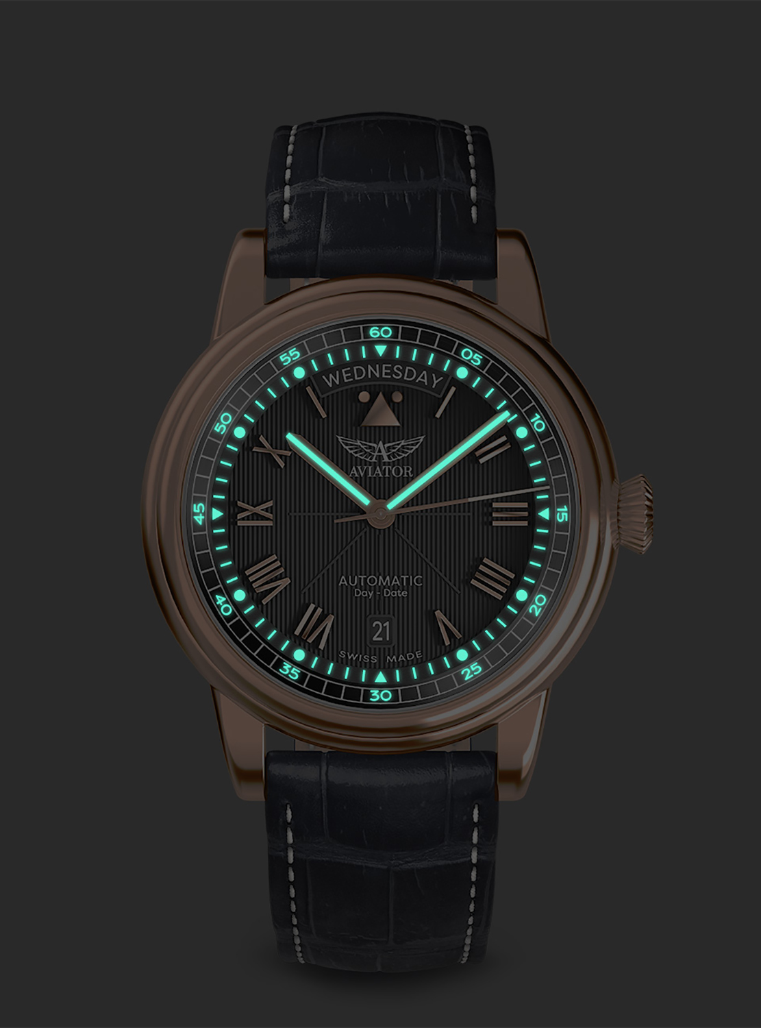 zegarek Aviator V.3.35.2.275.4 automatyczny męski Douglas Douglas DAY-DATE 41 Automatic LIMITED EDITION - miniatura 7