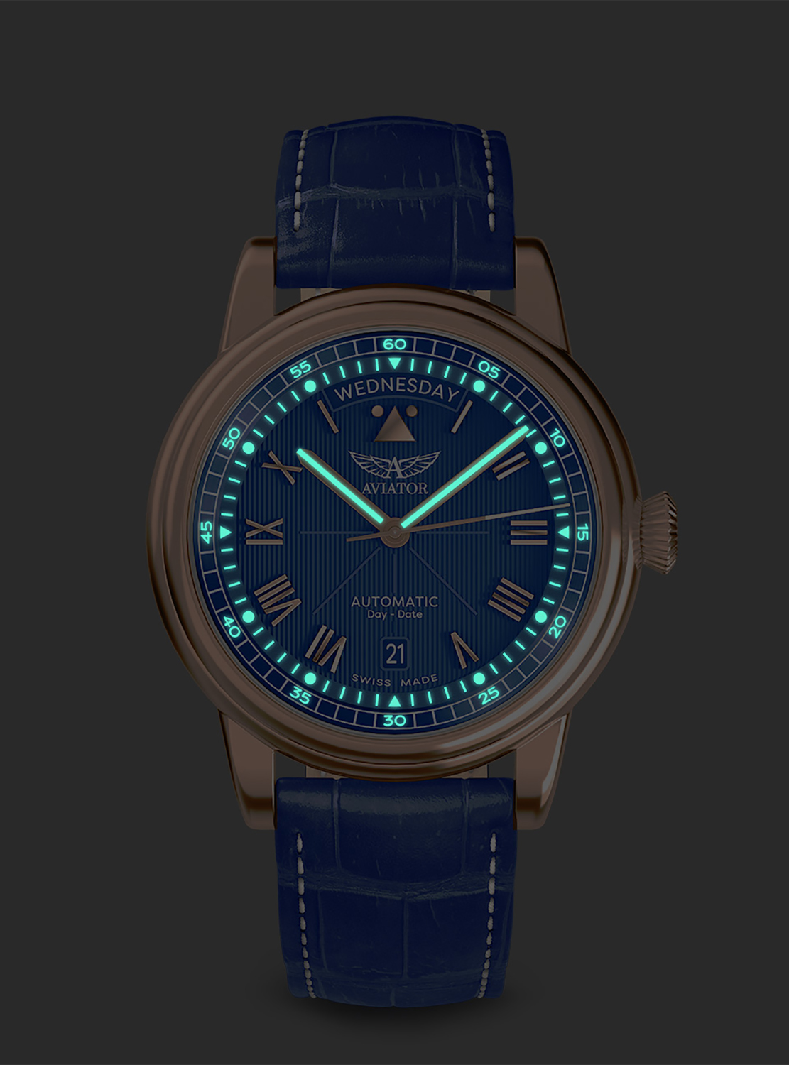 zegarek Aviator V.3.35.2.277.4 automatyczny męski Douglas Douglas DAY-DATE 41 Automatic LIMITED EDITION - miniatura 6