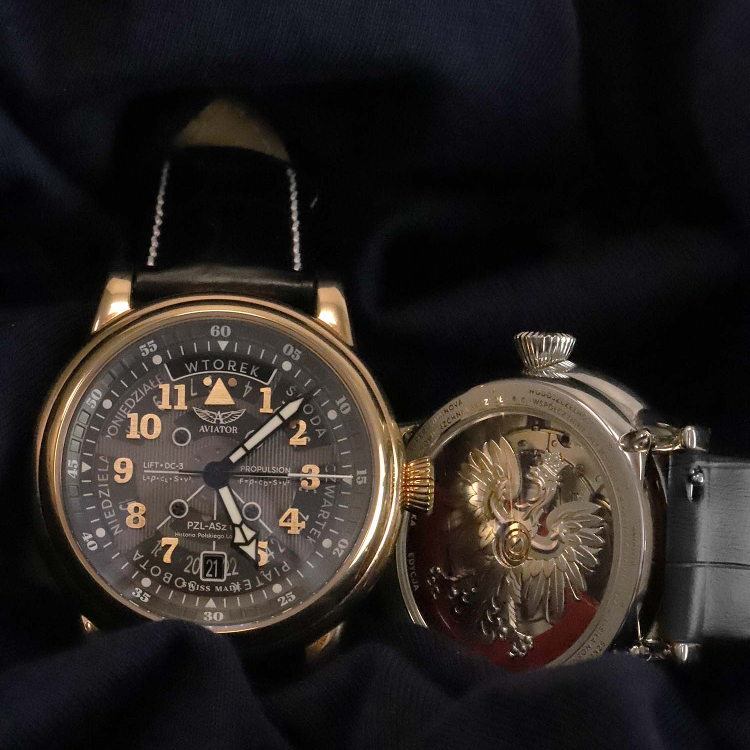 zegarek Aviator V33602934 PL automatyczny męski Douglas Douglas Polish Edition Day-Date Meca 41 - miniatura 2