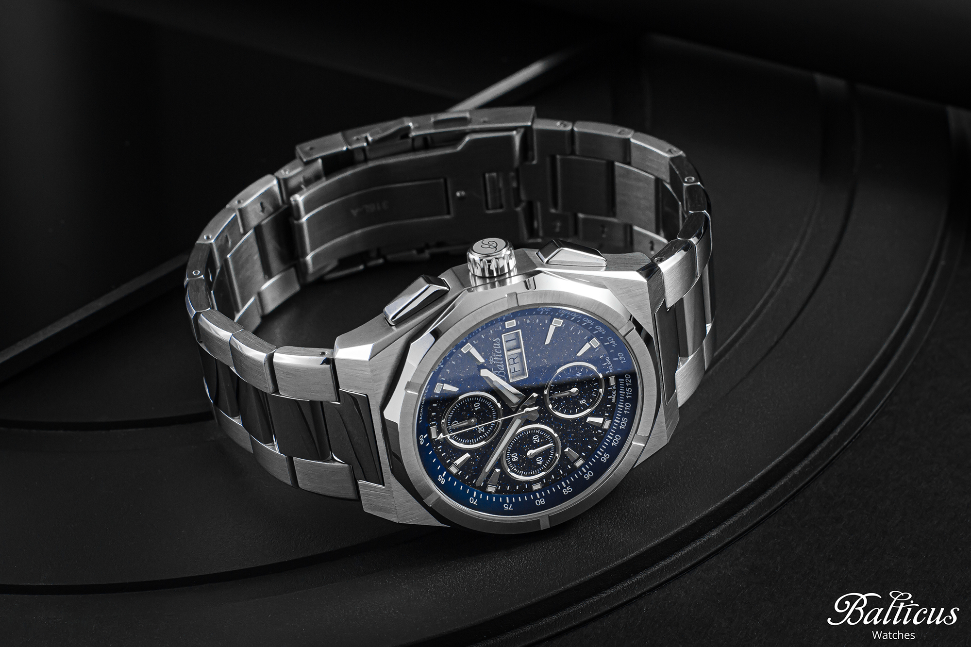zegarek Balticus BLT-BALSDCHABA automatyczny męski Gwiezdny Pył Gwiezdny Pył CHRONO 7750 42mm Awenturyn Niebieski - miniatura 8