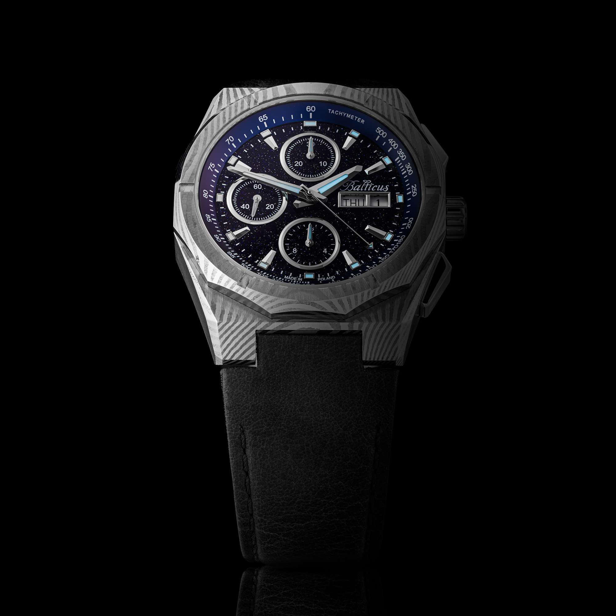 zegarek Balticus BLT-BALSDDCHABA Gwiezdny Pył DAMAST CHRONO 7750 42mm Awenturyn Niebieski męski z tachometr Gwiezdny Pył - miniatura 3