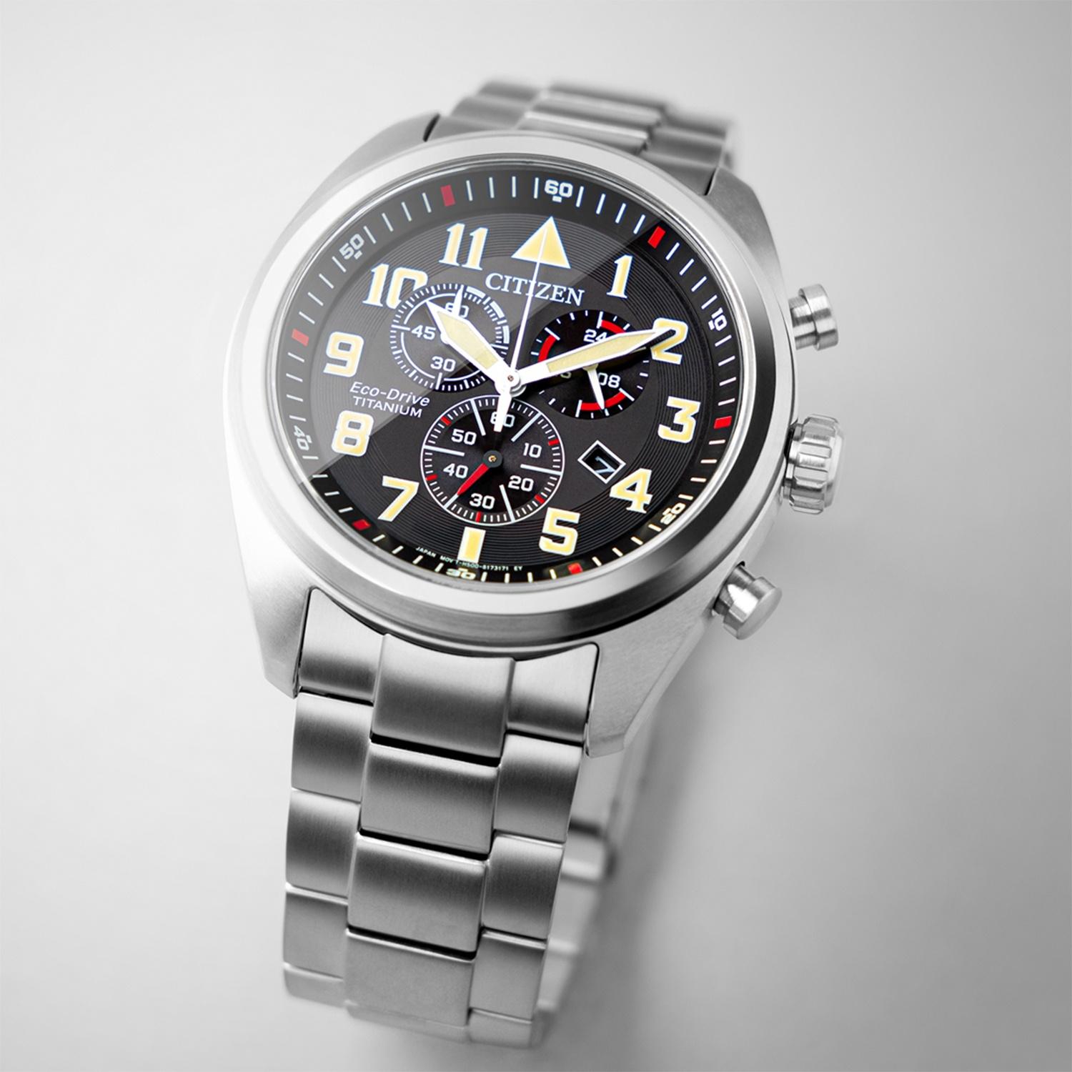 zegarek Citizen AT2480-81E szary Titanium - miniatura 6