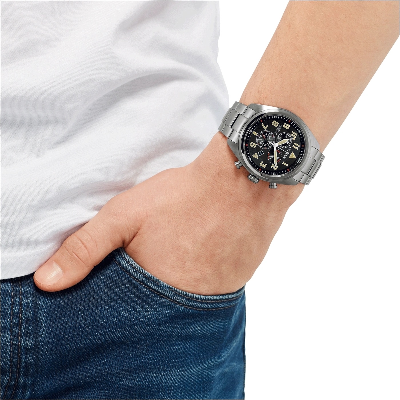 zegarek Citizen AT2480-81E szary Titanium - miniatura 7