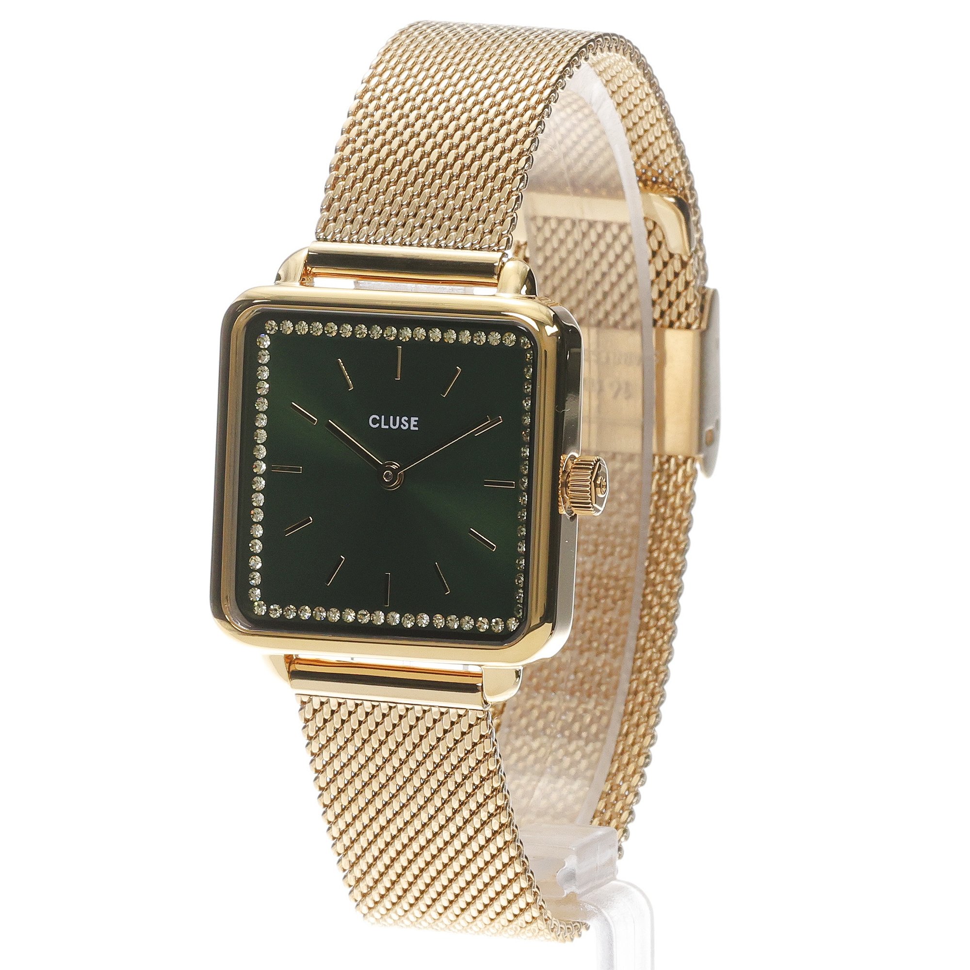 zegarek Cluse CG10317 kwarcowy damski La Tetragone Gift Box Mesh and Malachite Bracelet Gold Colour - miniatura 2