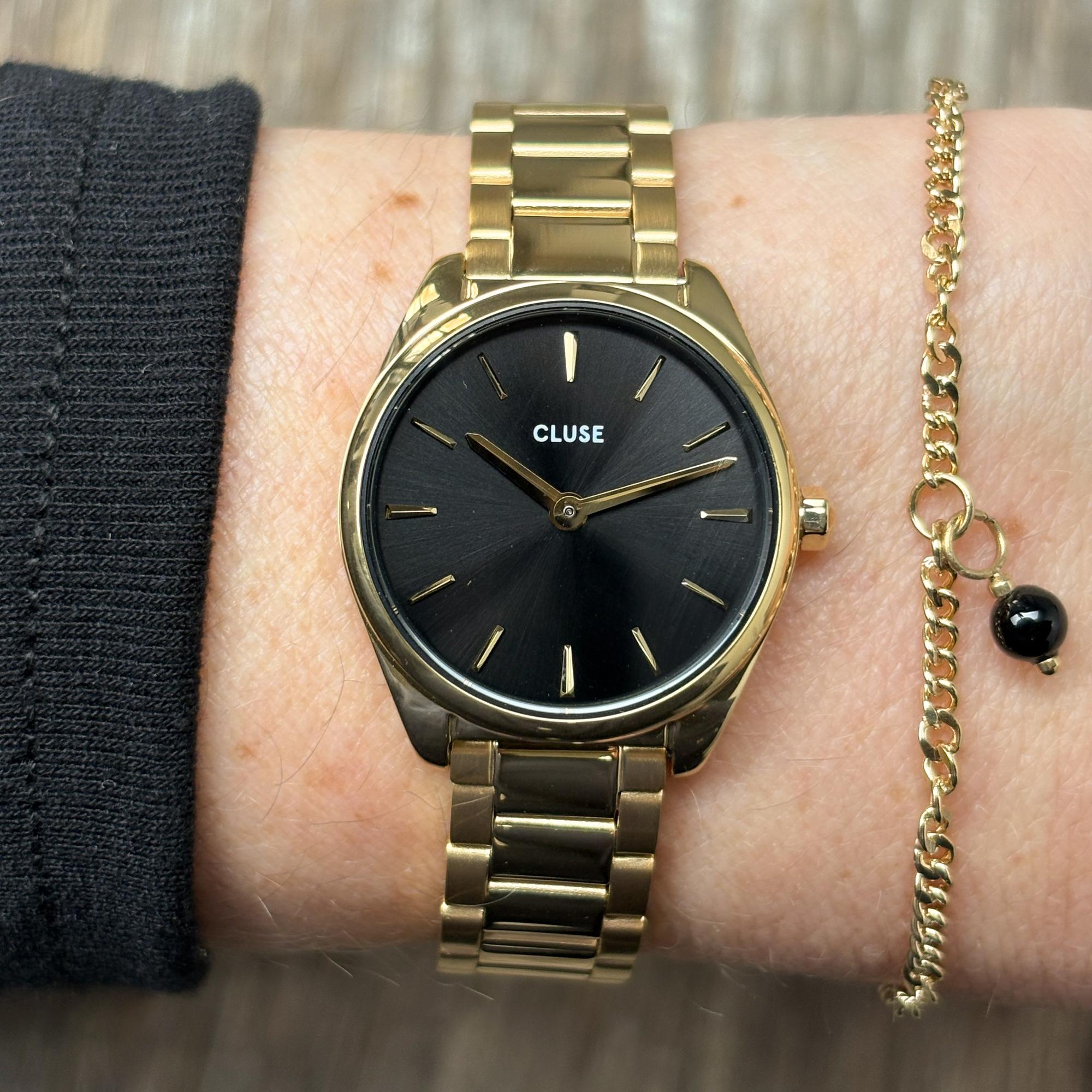 zegarek Cluse CG11701 Gift Box Feroce Mini Watch Black Chain Bracelet Gold Colour Feroce Petite mineralne - miniatura 11