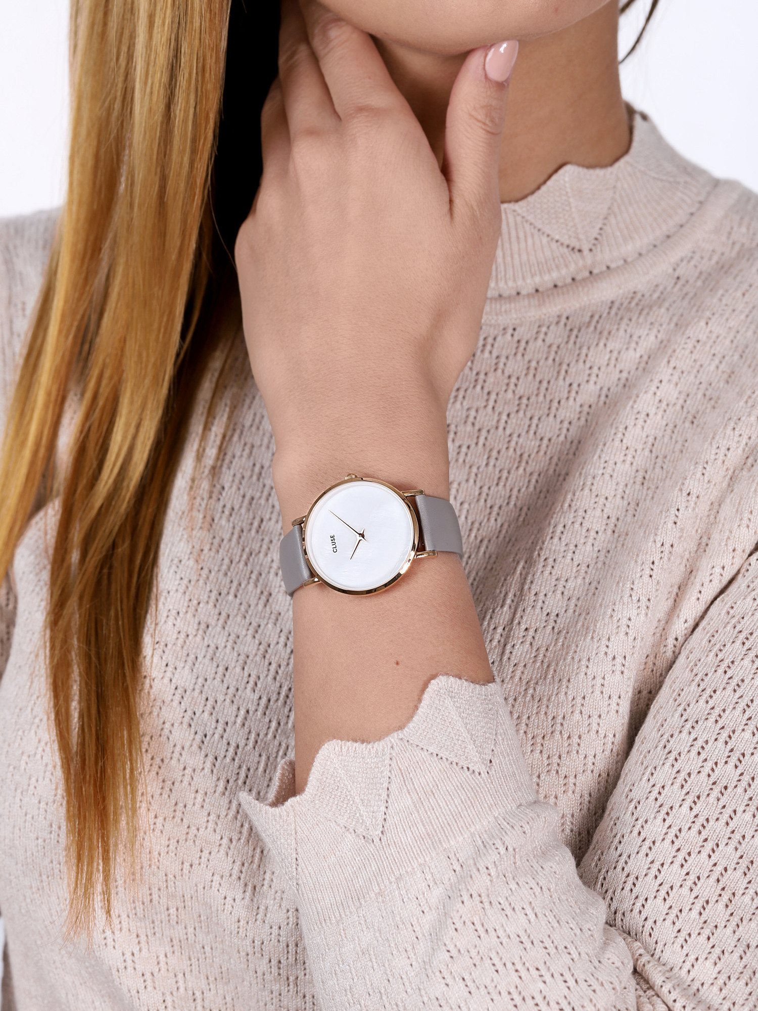 pasek Rose Gold White Pearl/Stone Grey Cluse CL30049 - hover