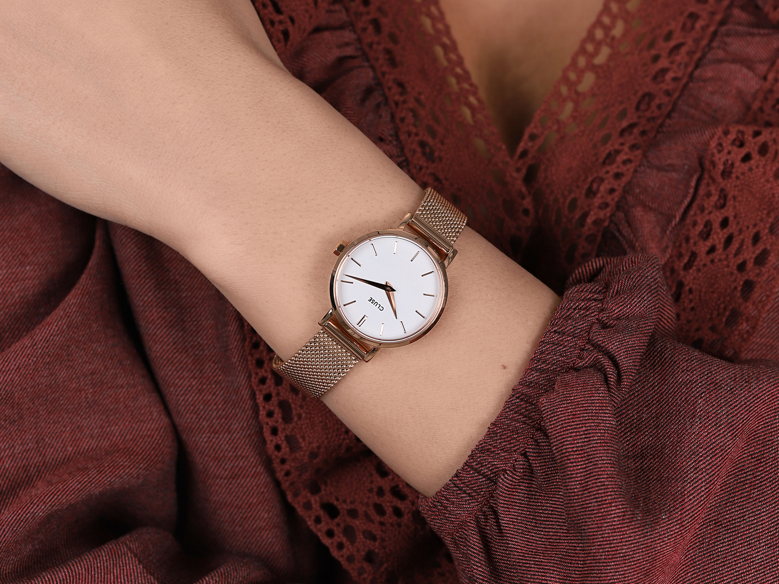zegarek Cluse CW0101211003 kwarcowy damski Boho Chic Mesh Rose Gold - miniatura 2