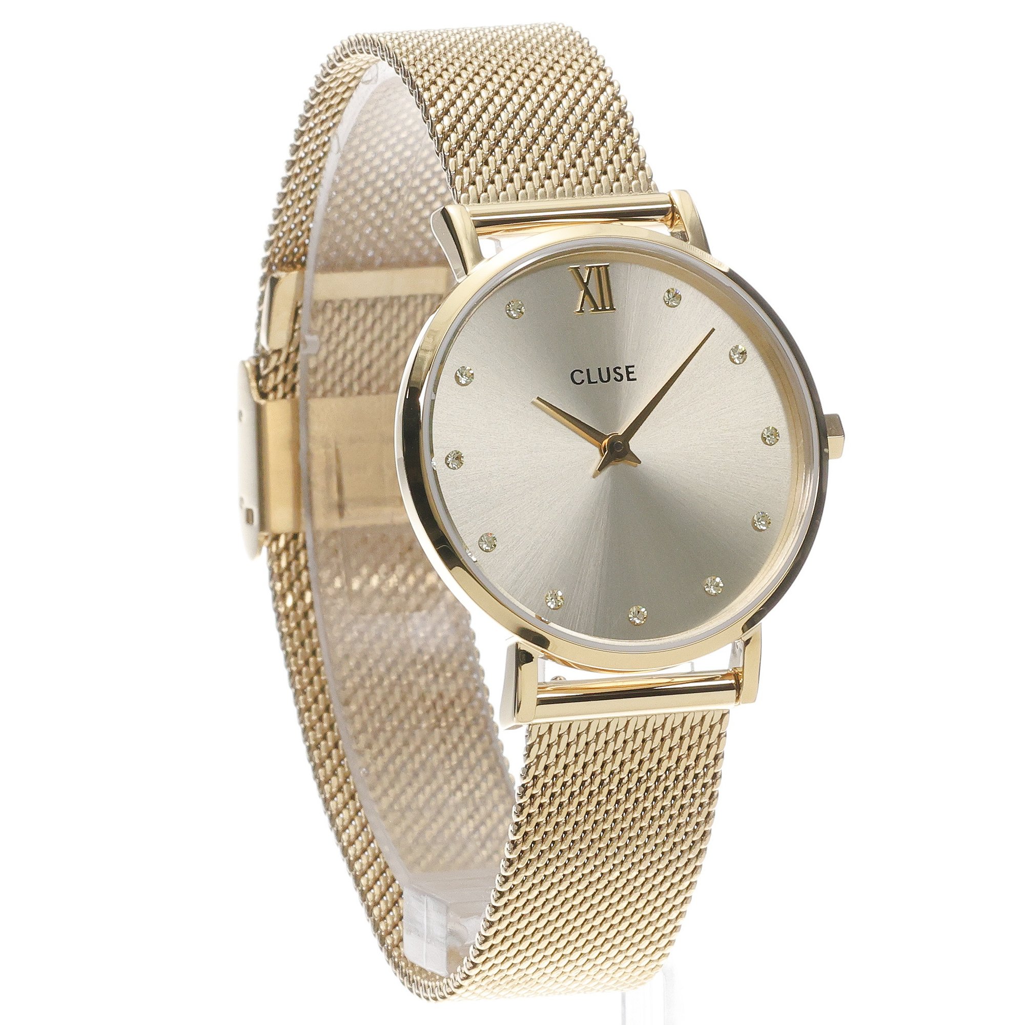 zegarek Cluse CW10204 kwarcowy damski Minuit Mesh Crystals-Full Gold - miniatura 3
