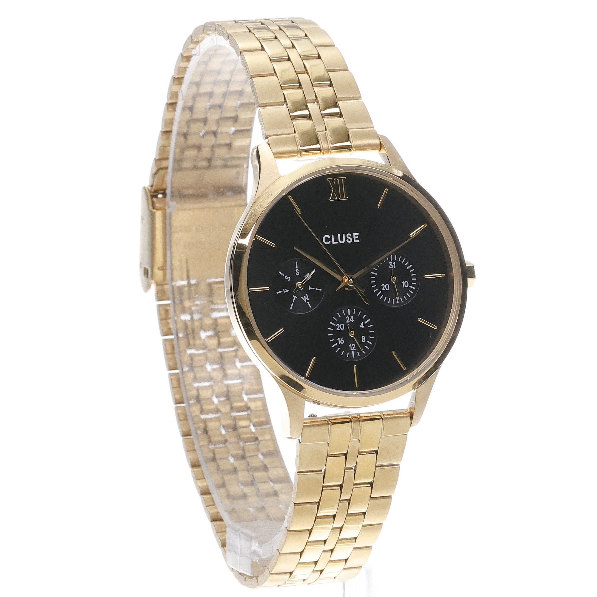 zegarek Cluse CW10707 kwarcowy damski Minuit Minuit Multifunction Gold Black Dial 34mm - miniatura 3