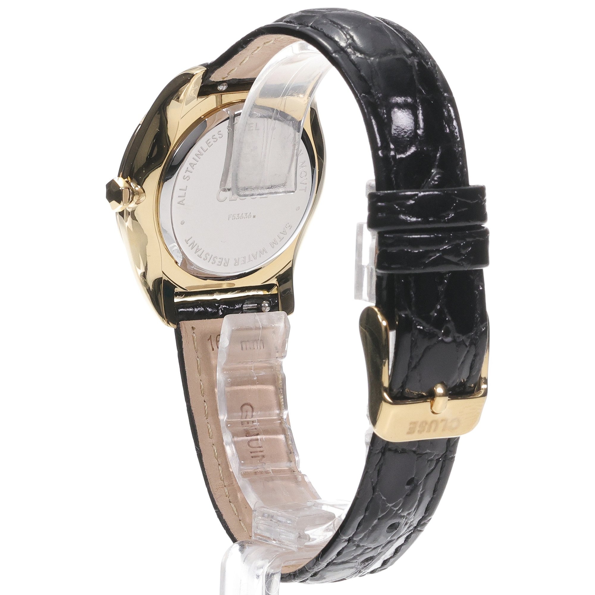 zegarek Cluse CW11209 Leather Black Alligator Gold Colour Feroce Petite mineralne - miniatura 4