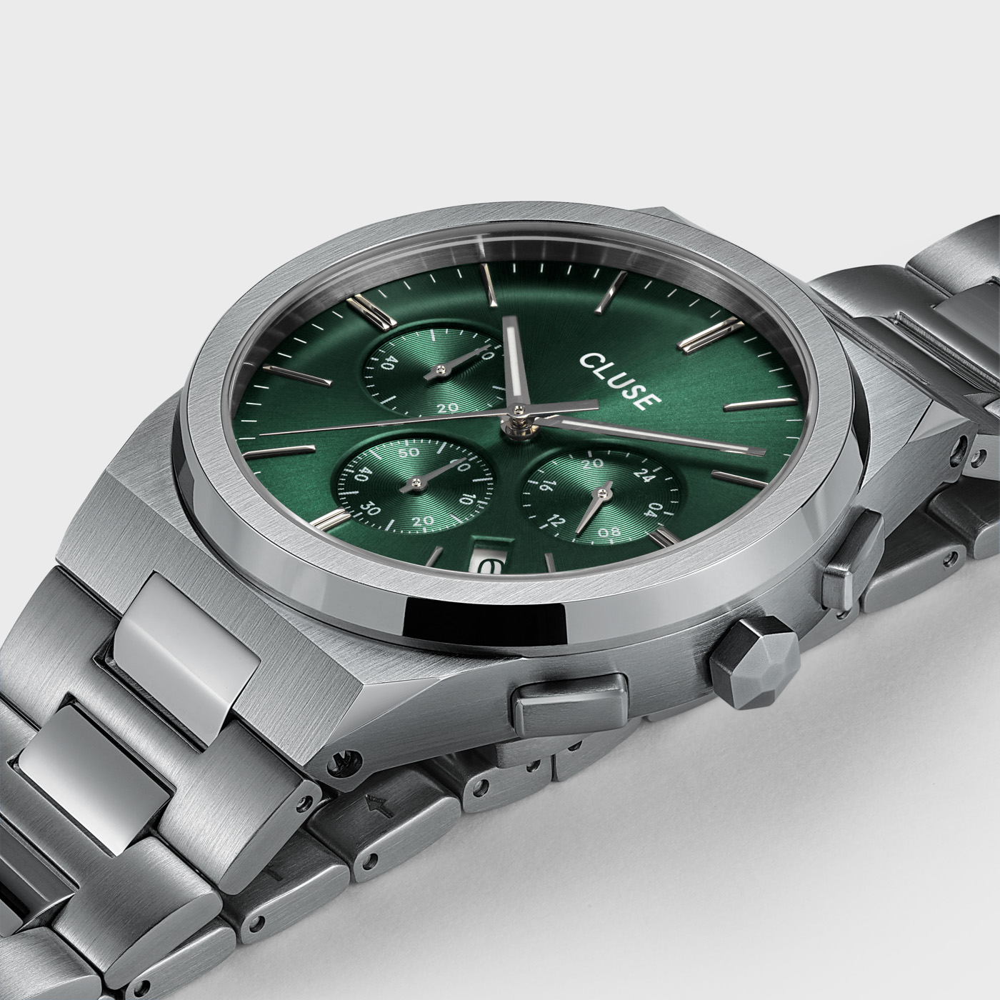 zegarek Cluse CW20803 Chrono Steel Green/Silver męski z chronograf Vigoureux - miniatura 2
