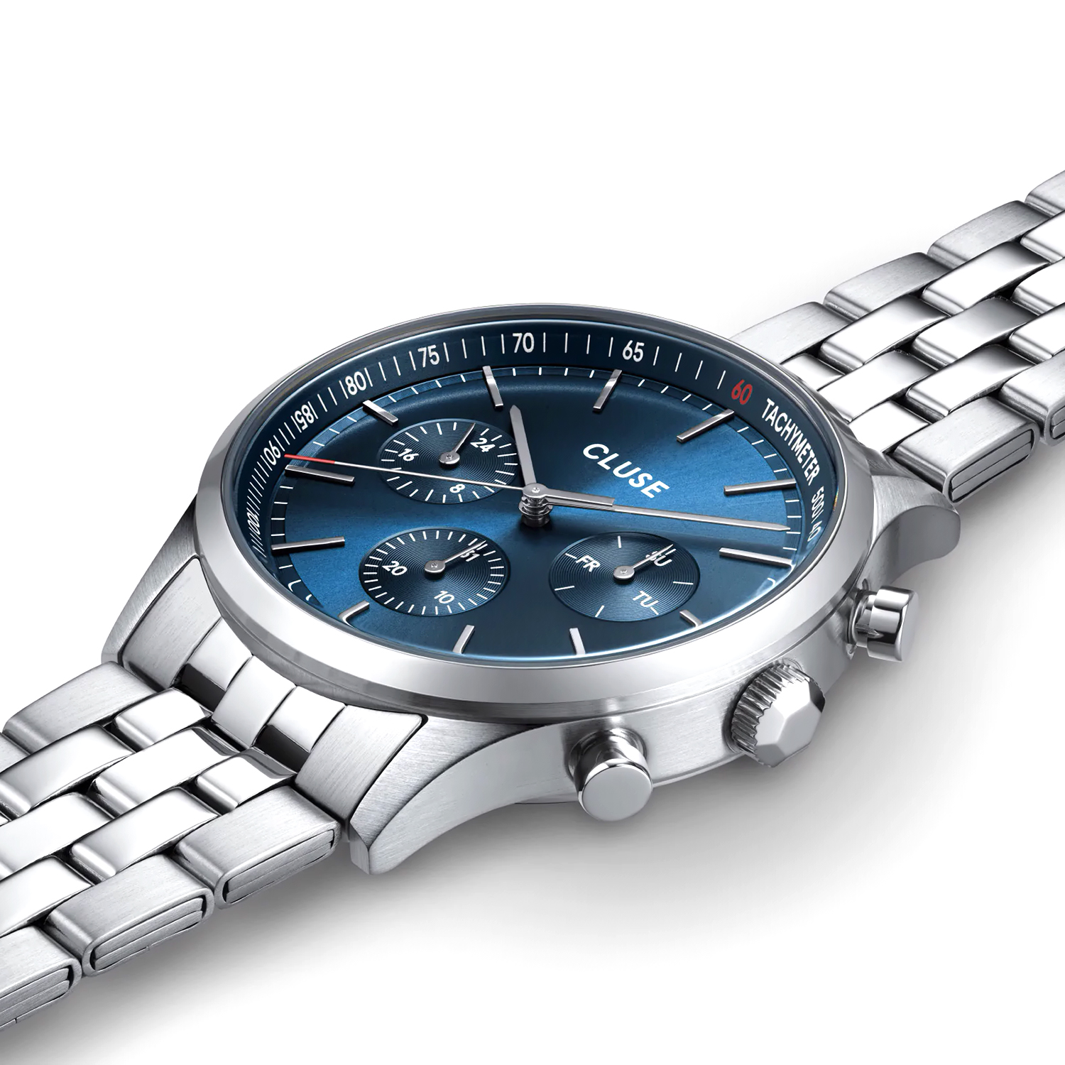 zegarek Cluse CW21003 Antheor chrono Watch Steel blue Silver Colour męski z tachometr Vigoureux - miniatura 5