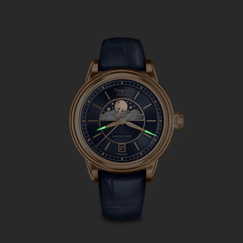 Aviator V.1.33.2.256.4 zegarek różowe złoto klasyczny Douglas pasek - miniatura 5
