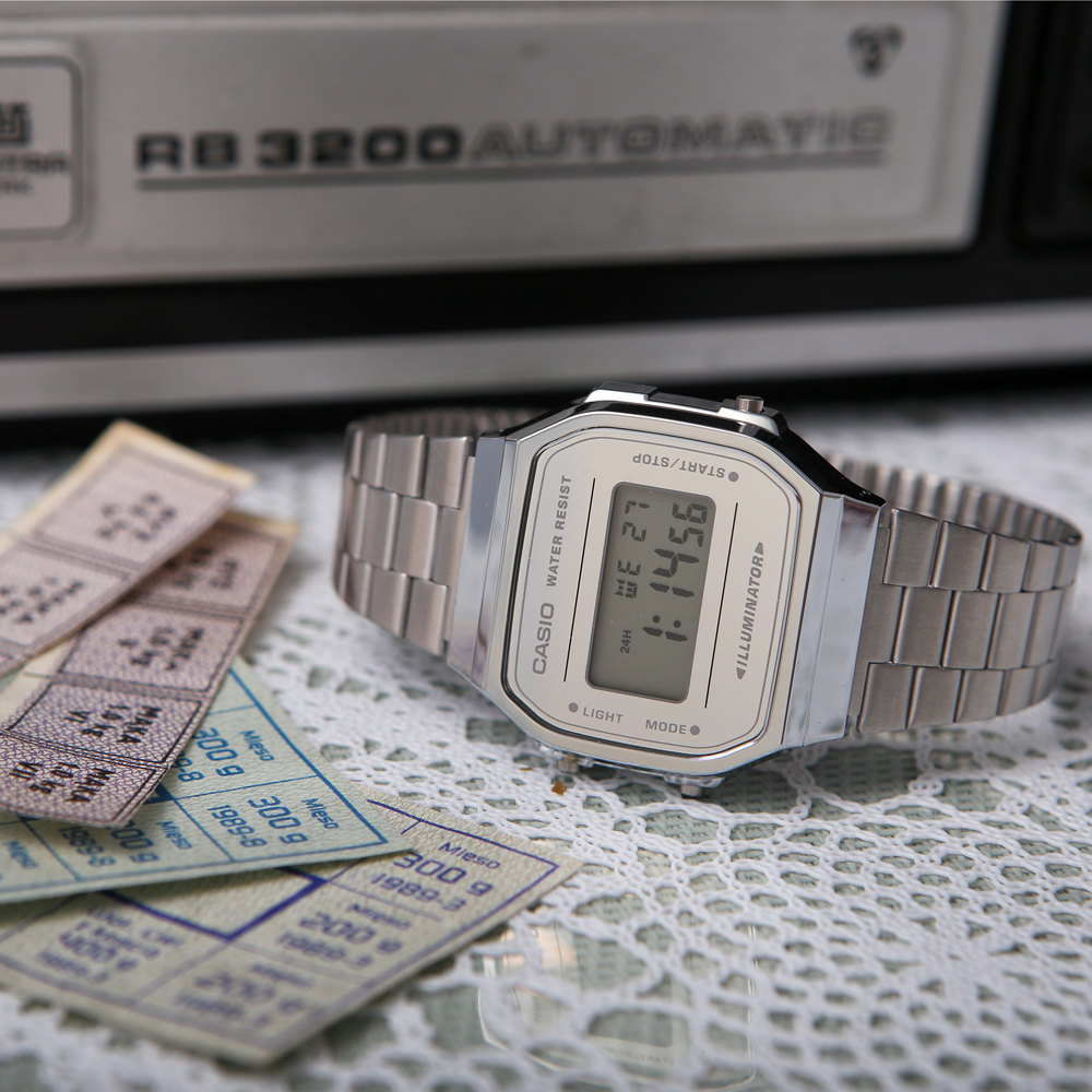 Casio Vintage A168WEM-7EF VINTAGE Maxi MIRROR FACE zegarek damski sportowy mineralne - miniatura 6