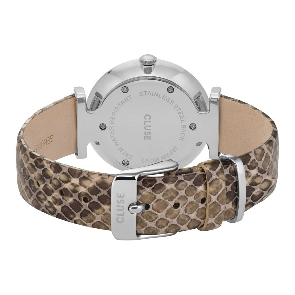 zegarek Cluse CL61009 kwarcowy damski Triomphe Silver White Pearl/Soft Grey Python Jungle - miniatura 4