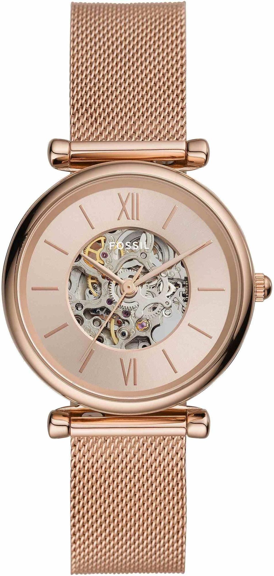CARLIE AUTOMATIC Rose Gold Stainless Steel Mesh 35mm Fossil ME3175 
