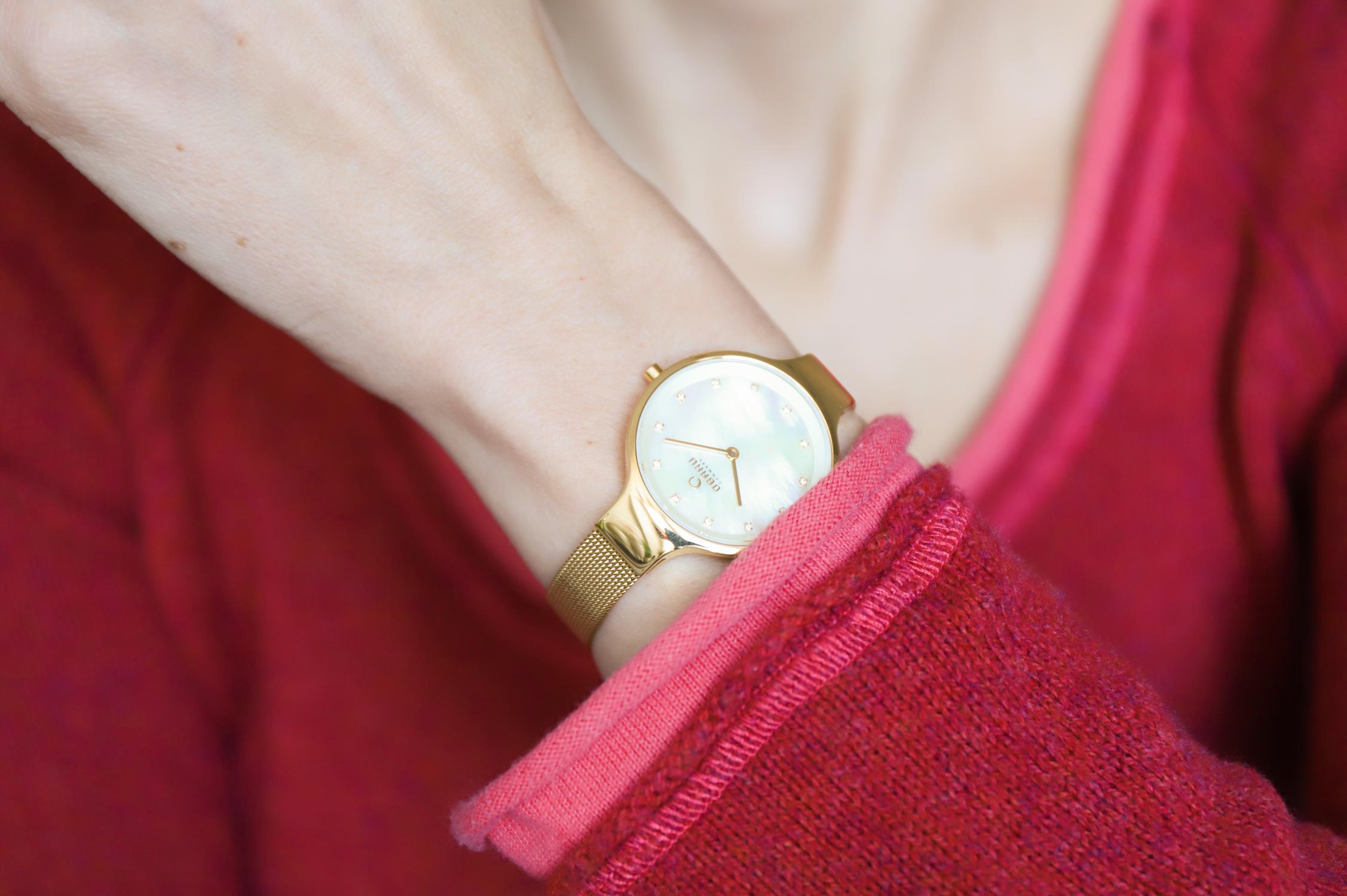 Obaku Denmark V173LXGGMG Slim SKY - GOLD zegarek damski fashion/modowy mineralne - miniatura 7