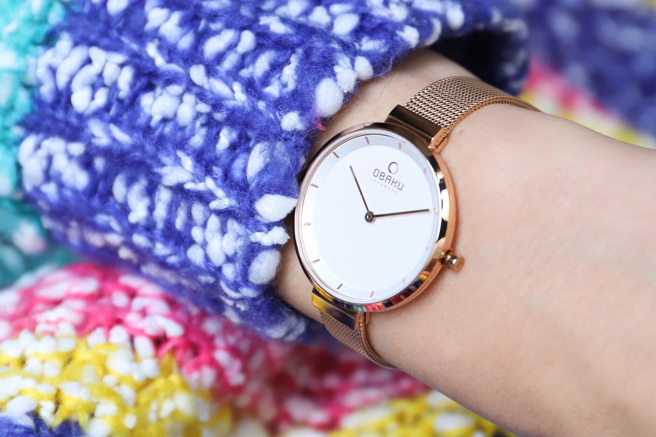 Obaku Denmark V225LXVIMV BLOMME - ROSE Slim klasyczny zegarek różowe złoto - miniatura 7