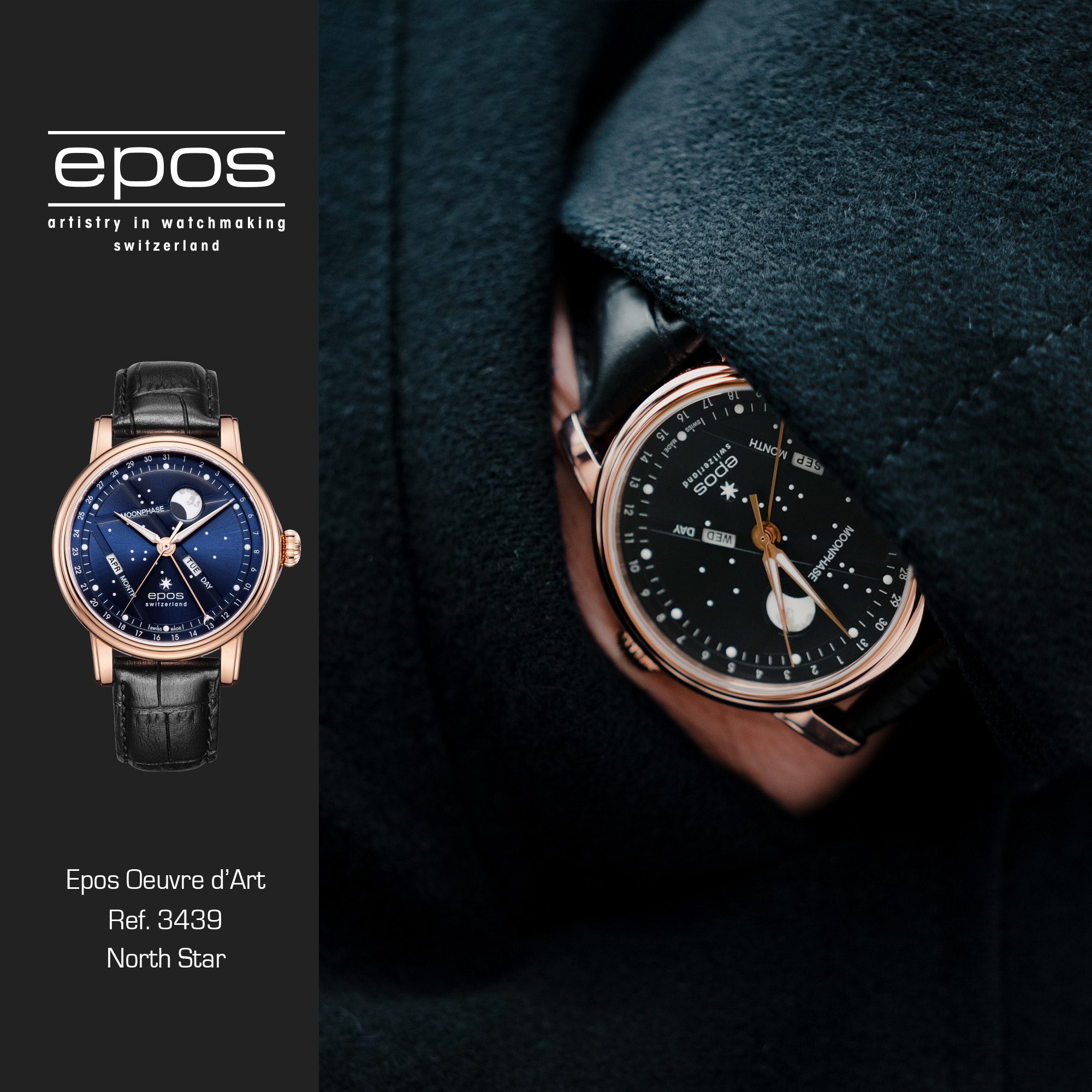 zegarek Epos 3439322241625 automatyczny męski Oeuvre DArt 3439 North Star - miniatura 6