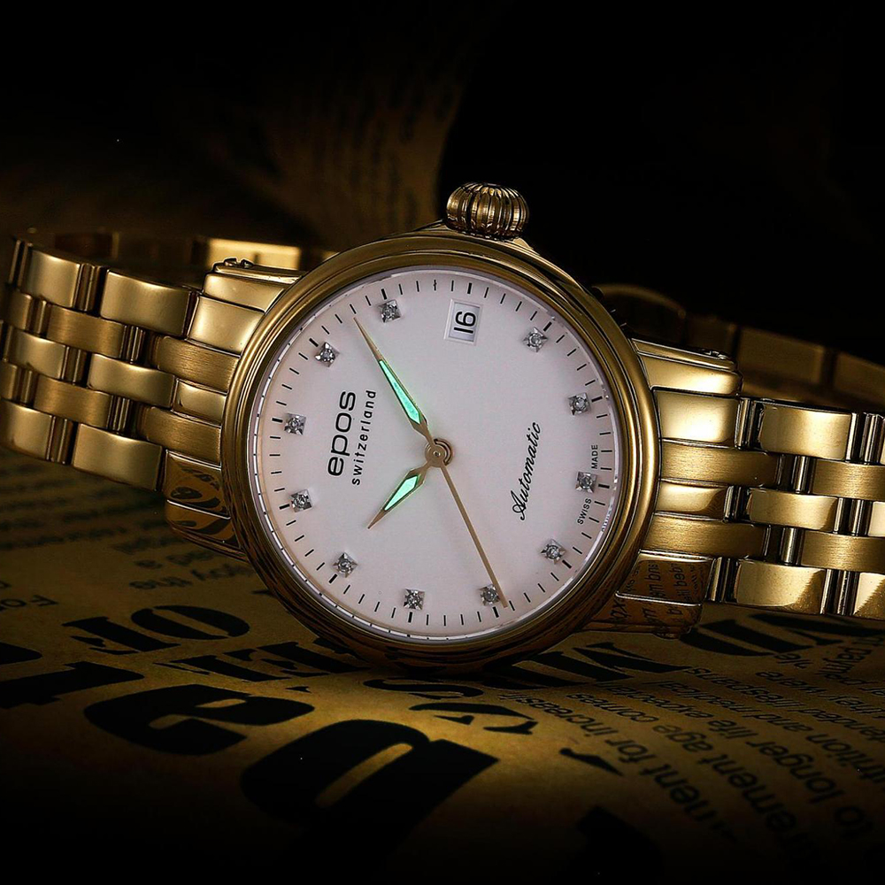 Epos 4390.152.22.88.32 Ladies Diamonds zegarek damski klasyczny szafirowe - miniatura 7